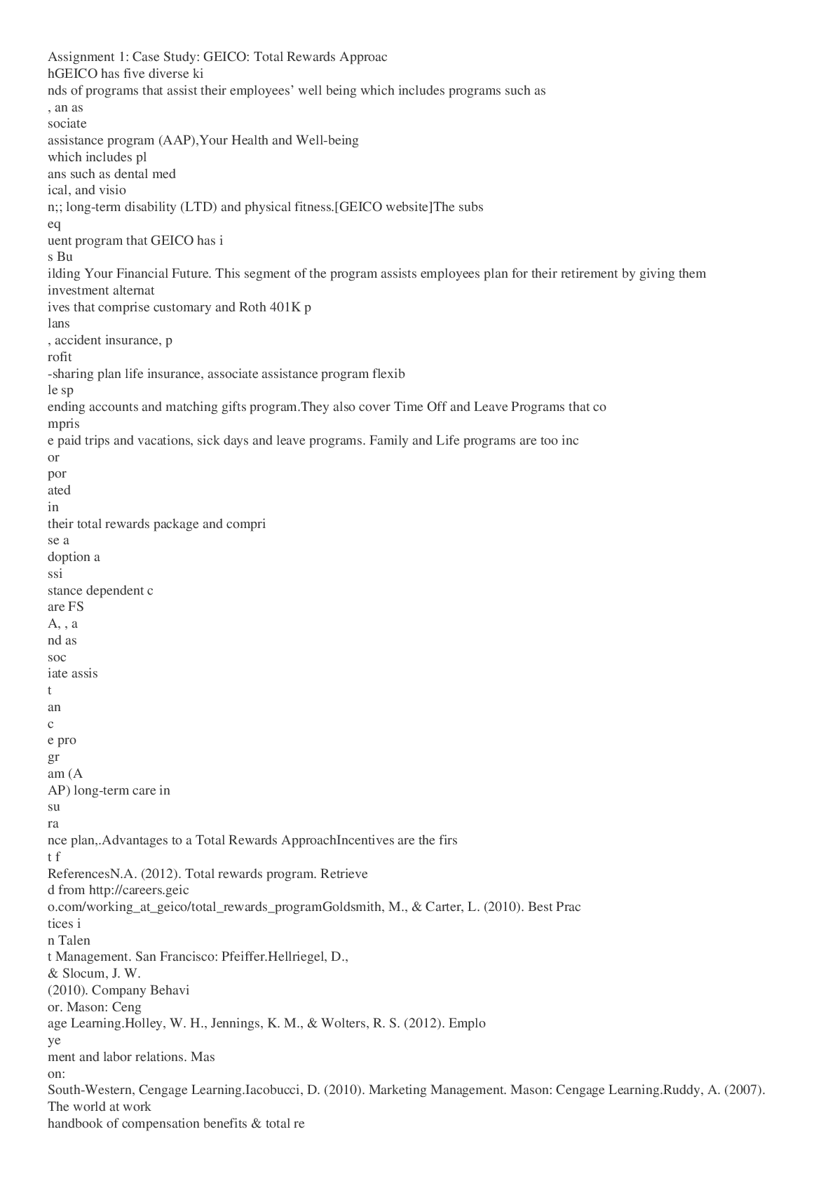 Preview image for HRM 533 Assignment 1 CaseStudy Geico