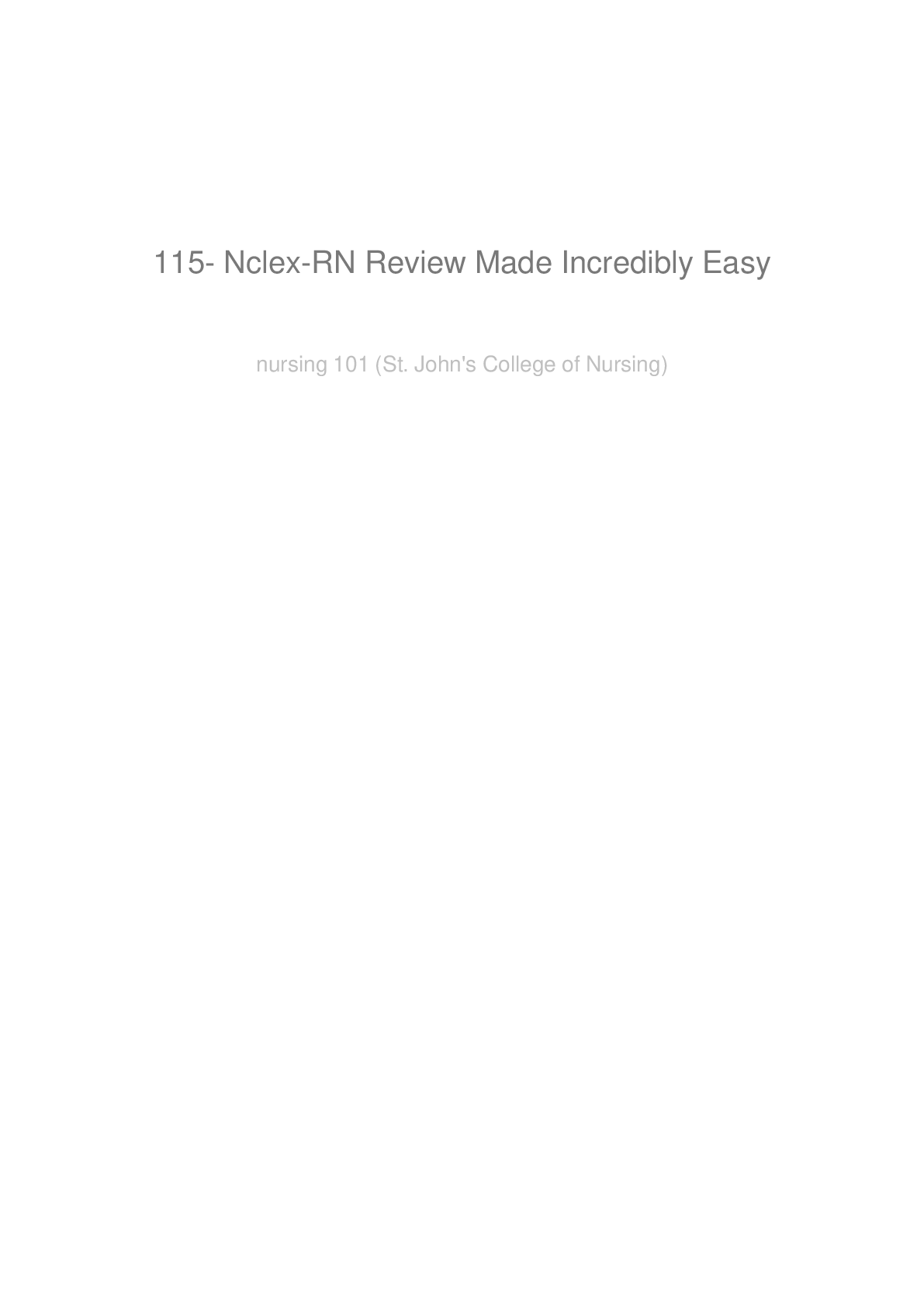 Preview image for NCLEX RN EXAM REVIEW QUESTIONS MADE INCREDIBLY VERY EASY,PURCHASE TO ENJOY AND PASS