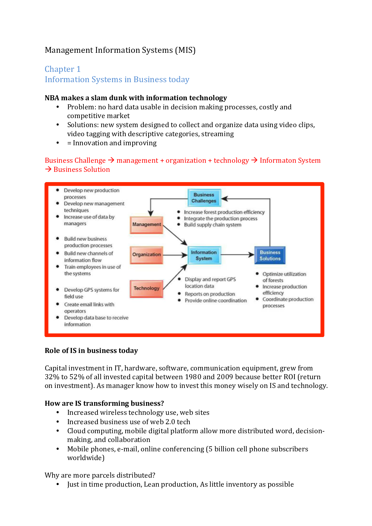 Preview image for Summary of management and information systems