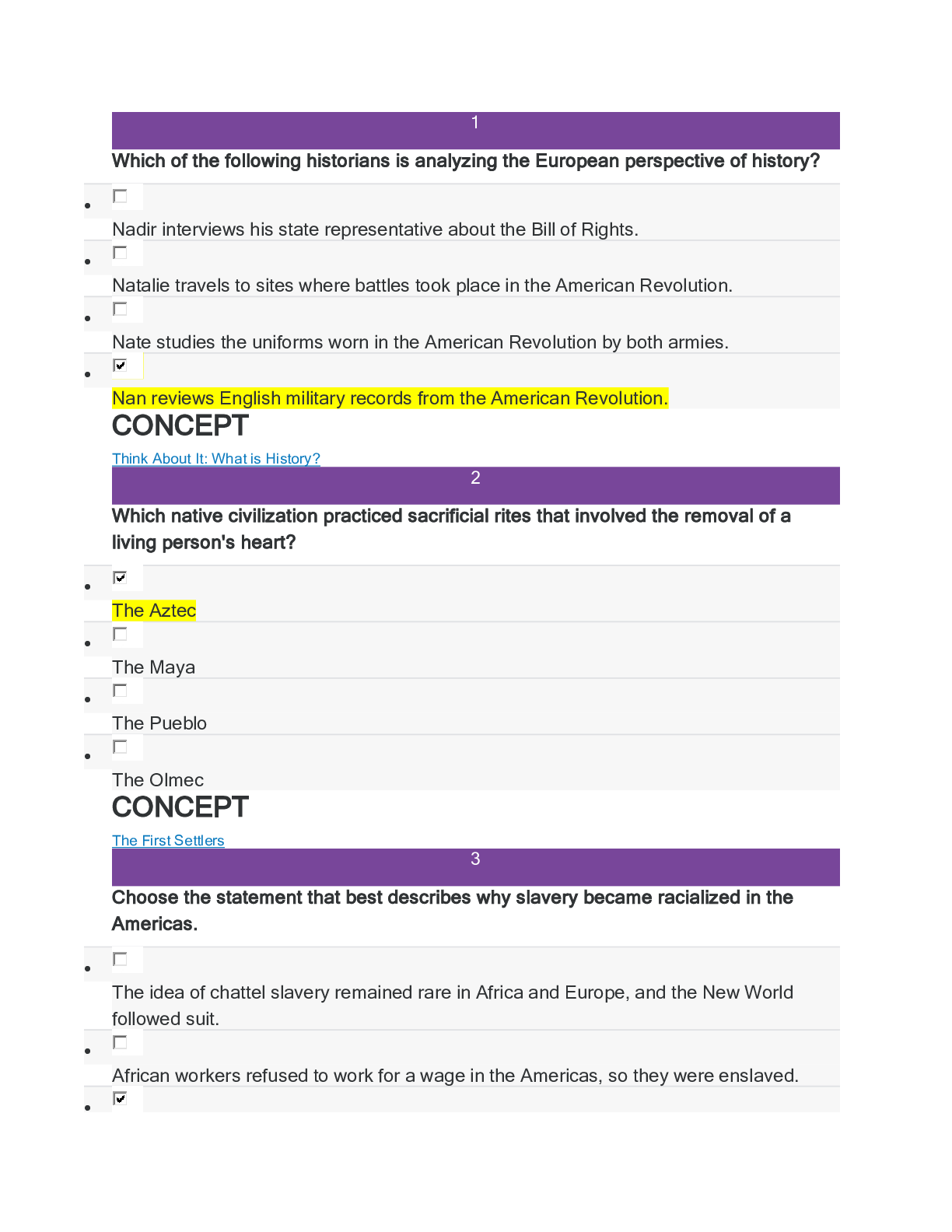 Preview image for HIS 104 US History Milestone 1 100% Questions and Answers With The BEST Information