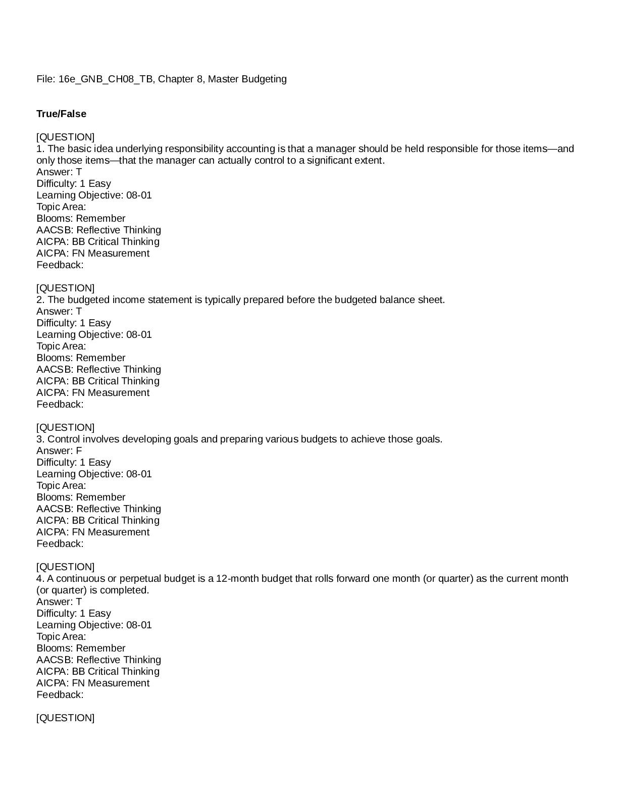 Preview image for Baruch College, CUNY - ACC 320016e_GNB_CH08_TB-final  all answers correct  Master Budgeting