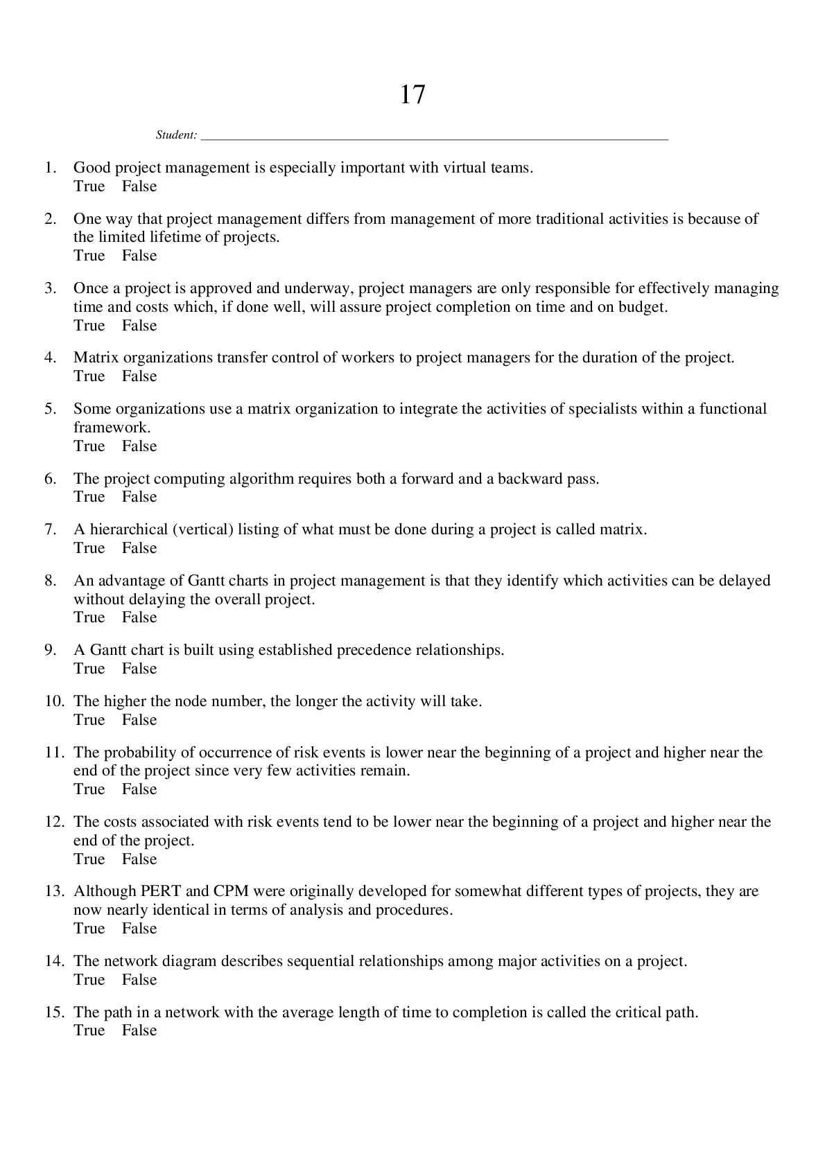 Preview of University of Houston, Downtown - MGT 3332. Chapter 17. Contains 137 Questions and Answers
