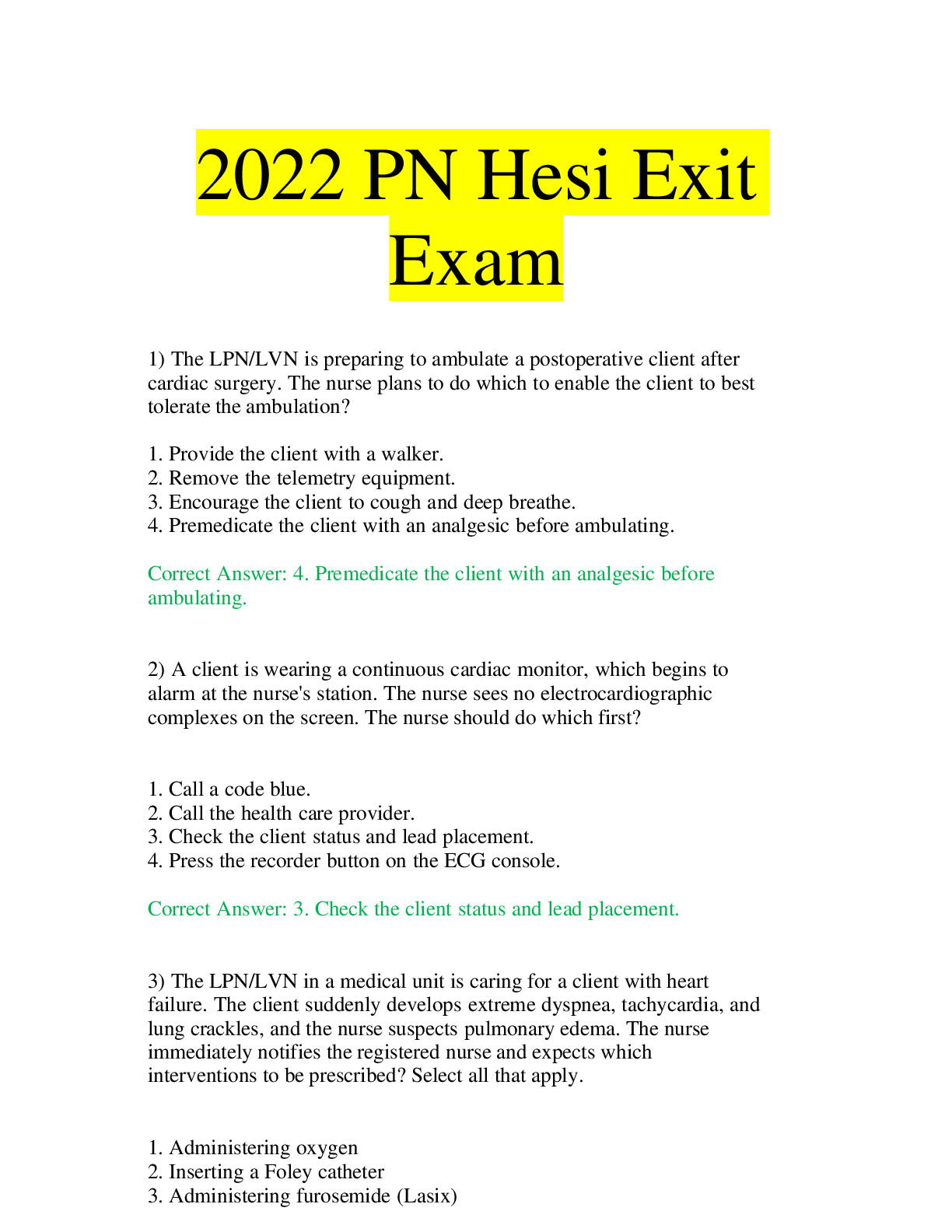 Preview image for 2021 PN Hesi Exit Exam lattest updates