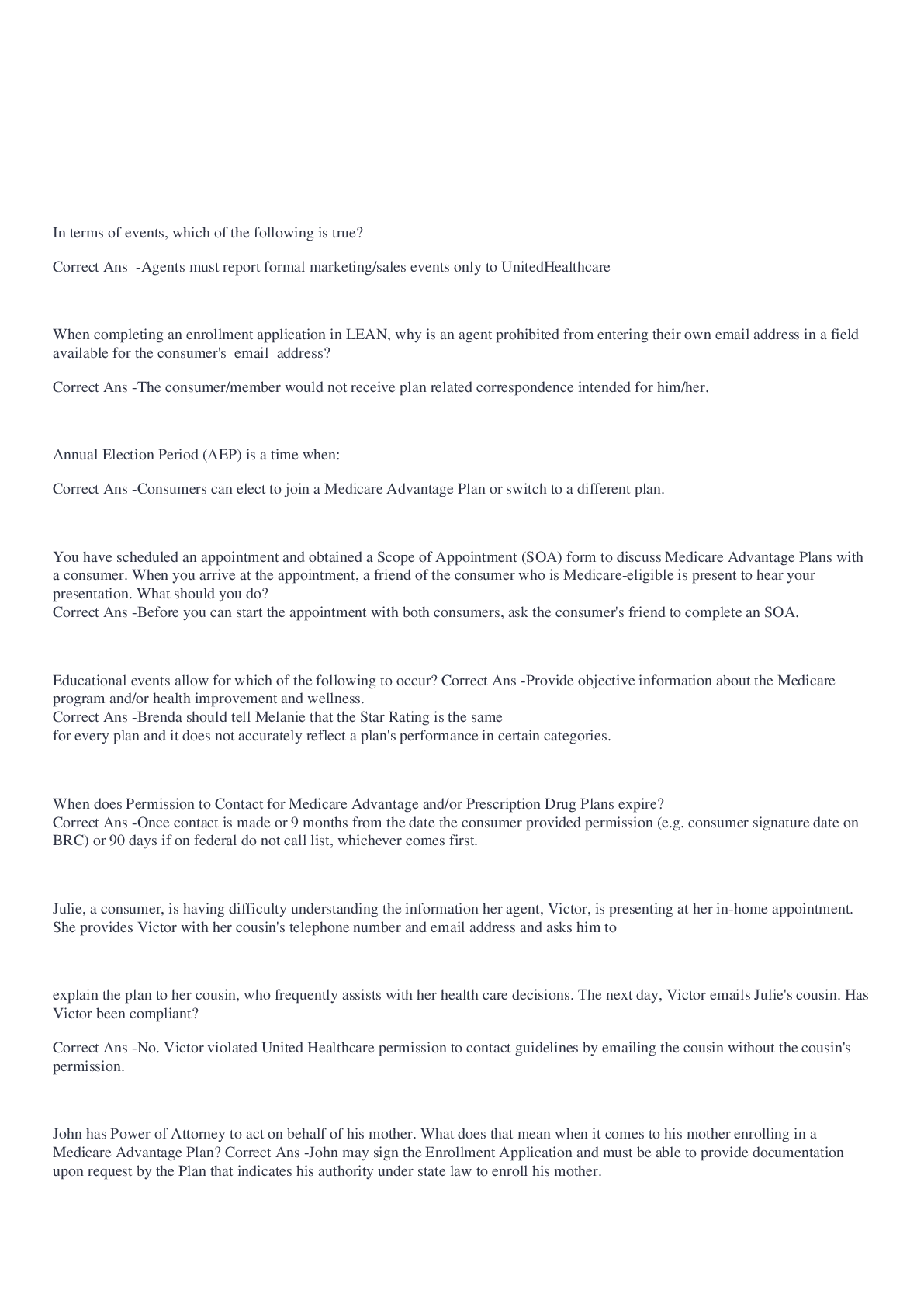 Preview image for 2022 United HealthCare - Ethics and Compliance 100% Correct