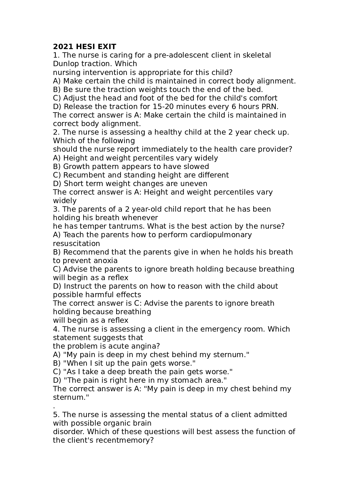 Preview image for HESI EXIT 2022-2023 LATEST/ ALL ANSWERS VERIFIED 100% CORRECT