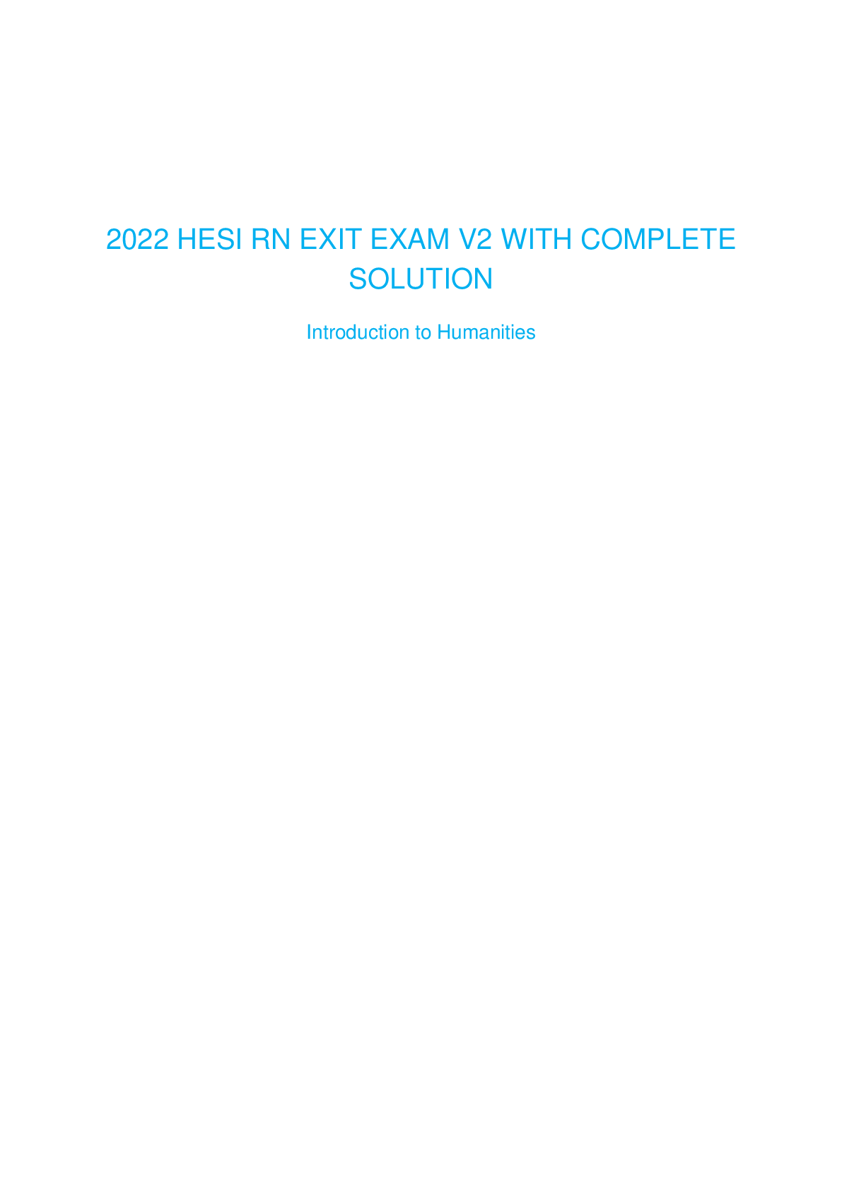 Preview image for 2022 HESI RN EXIT EXAM V2 WITH COMPLETE SOLUTION