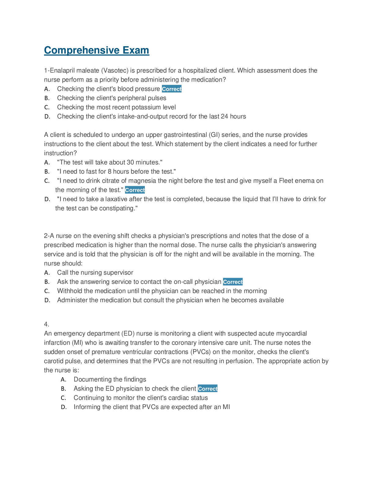Preview image for HESI Exit Exam Review Comprehensive Exam_ 265 Questions and Answers. Best Study Module for exam preparation within tested areas.