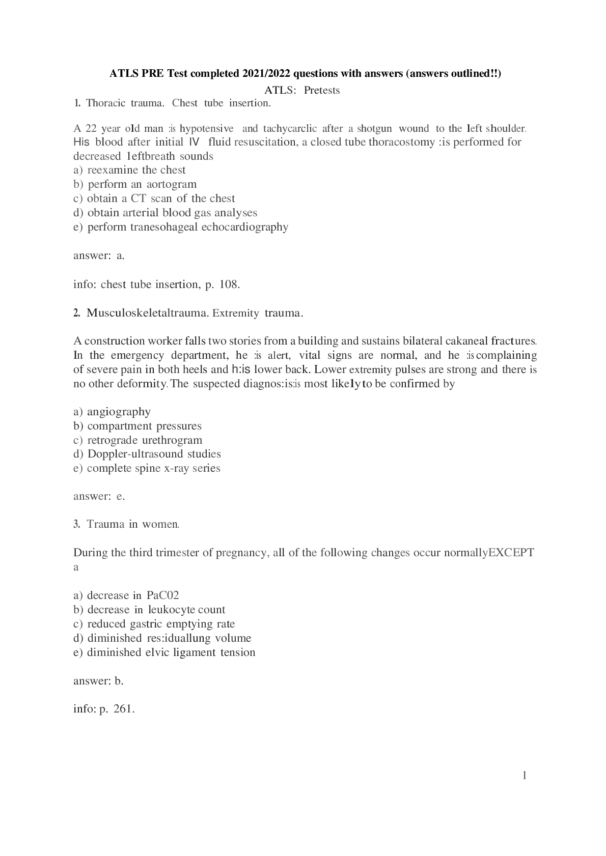 Preview image for ATLS PRE Test completed questions with answers (answers outlined!!) 2021/2022