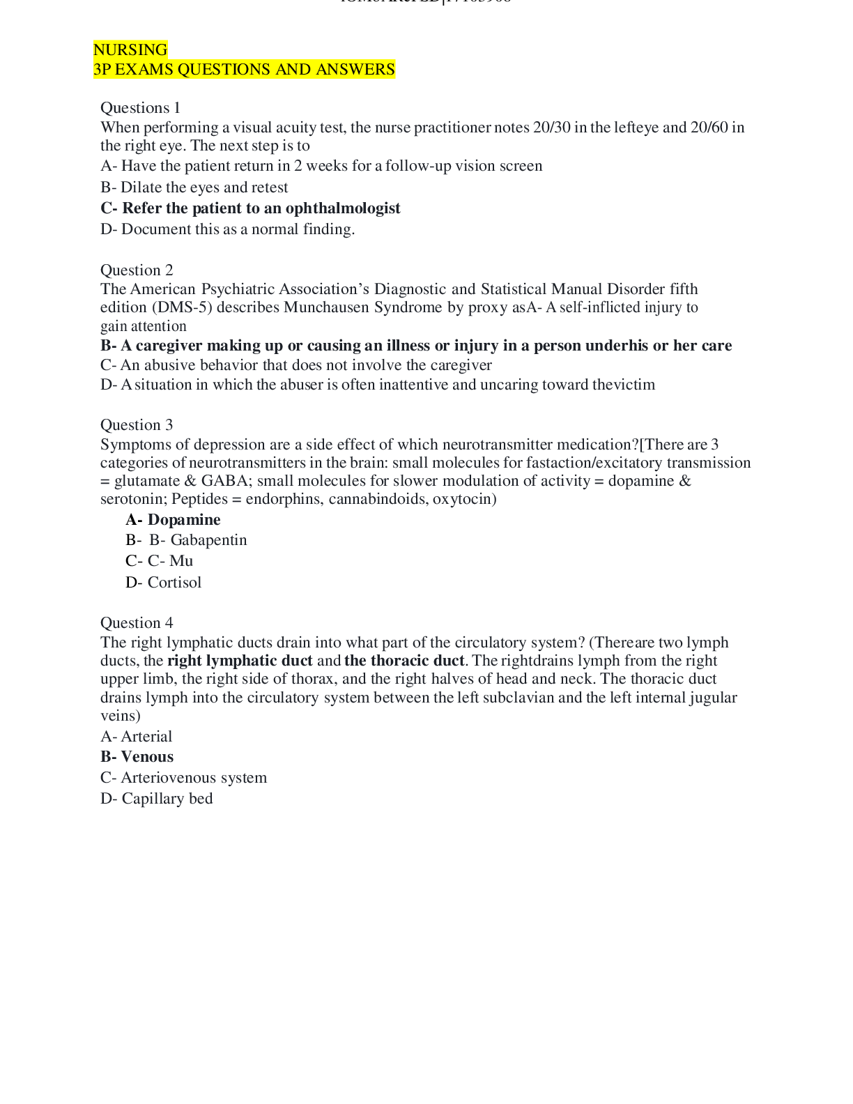 Preview image for 3P EXAMS NURSING