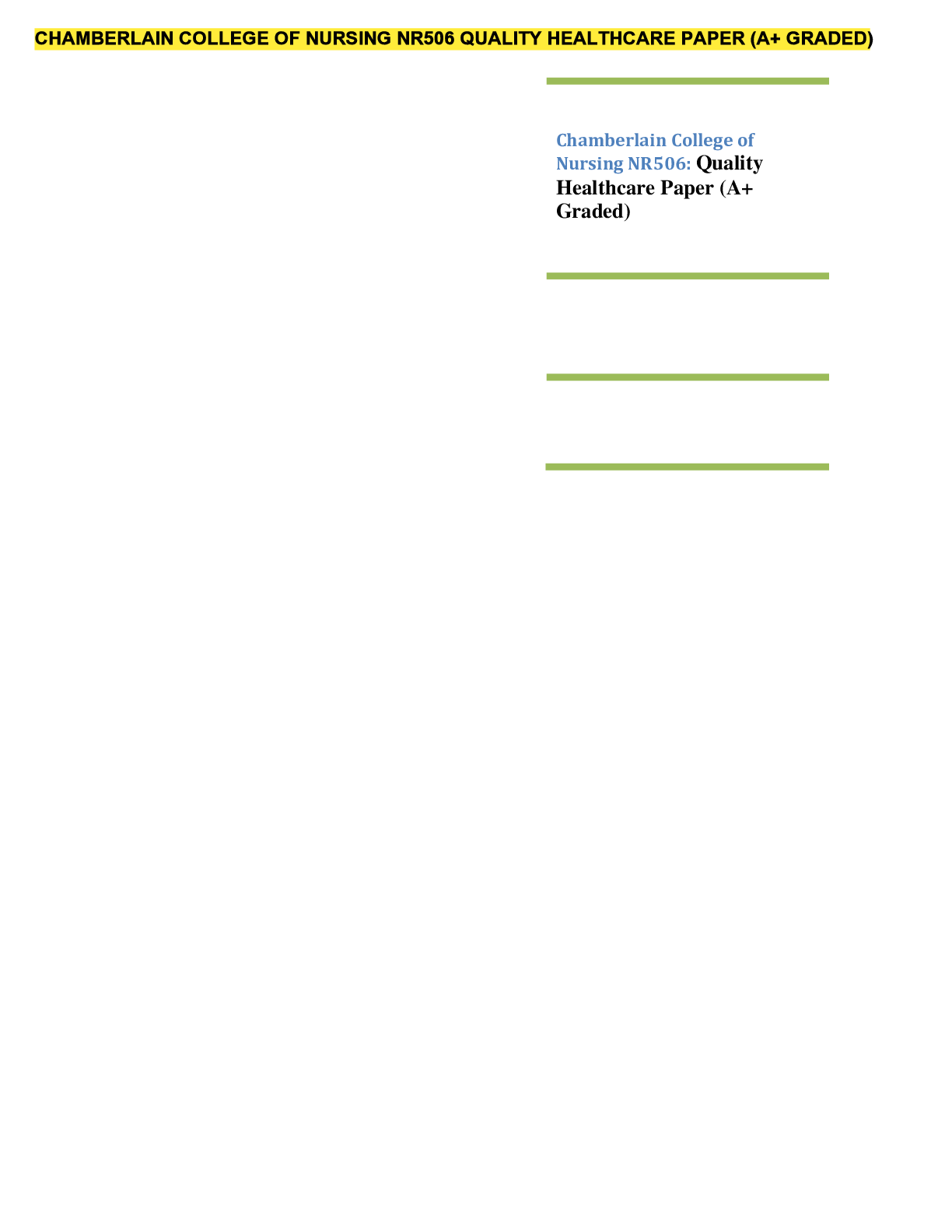 Preview of NR506 Quality Healthcare: Measuring NP Performance,100% CORRECT