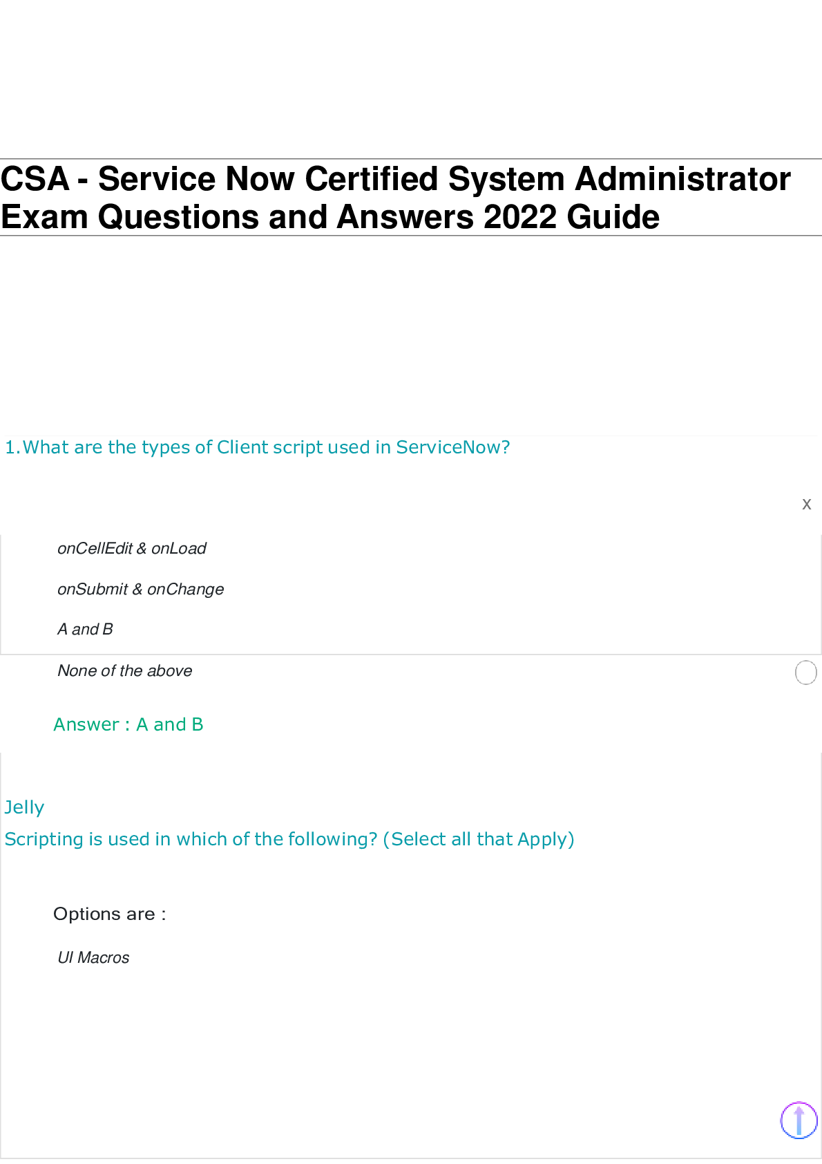 Preview image for CSA - Service Now Certified System Administrator Exam Questions and Answers 2022 Guide