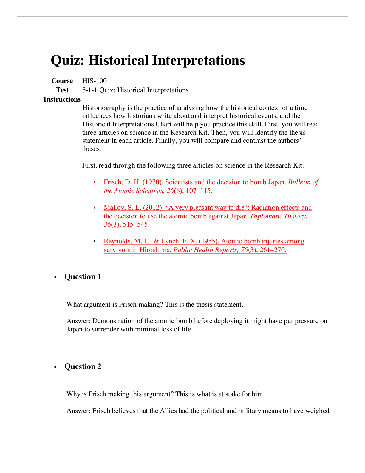 Preview of HIS-100 Test	5-1-1 Quiz: Historical Interpretations