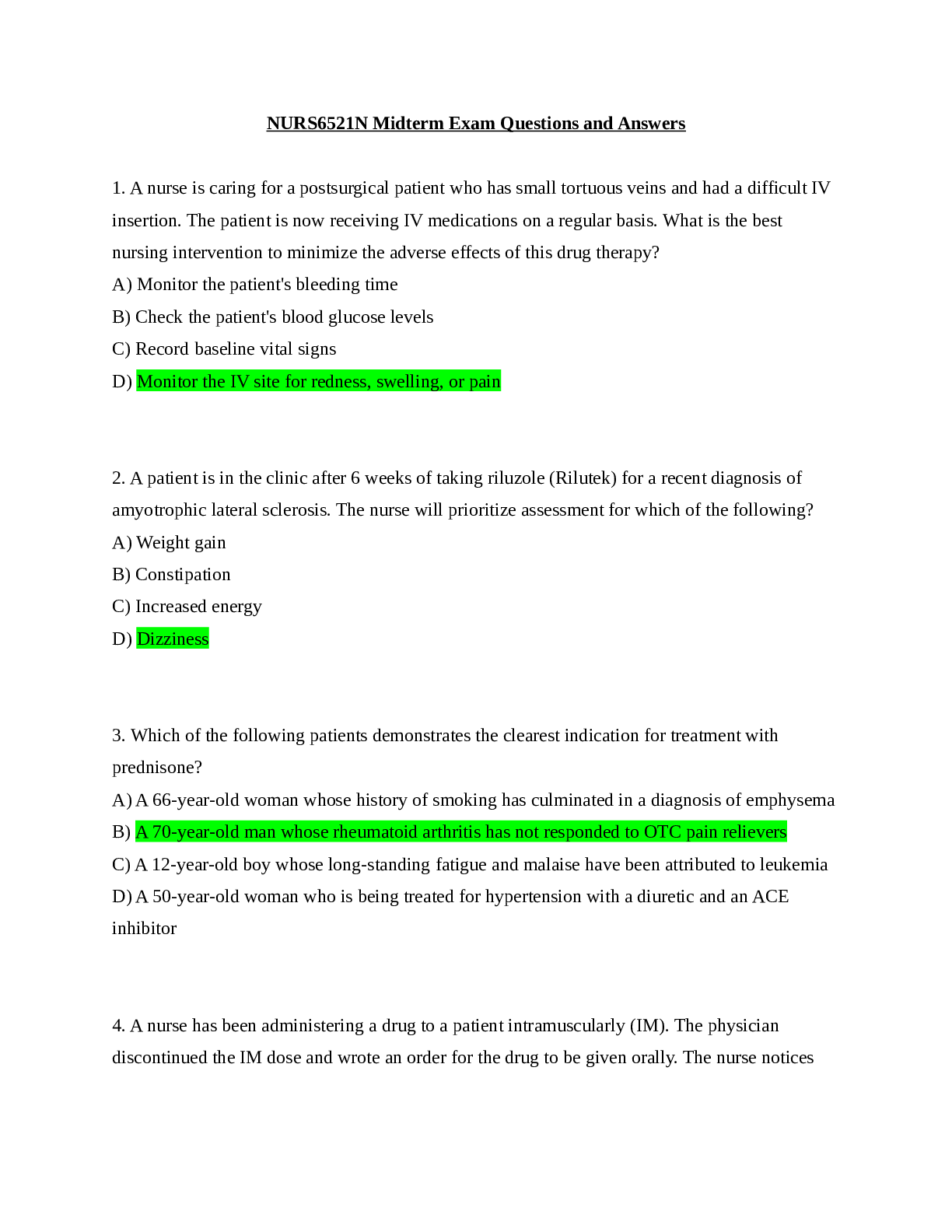 Preview image for NURS 6521 Midterm Exam ( BEST Complete Solution) 2022 100% CORRECT WITH MULTIPLES VERSIONS