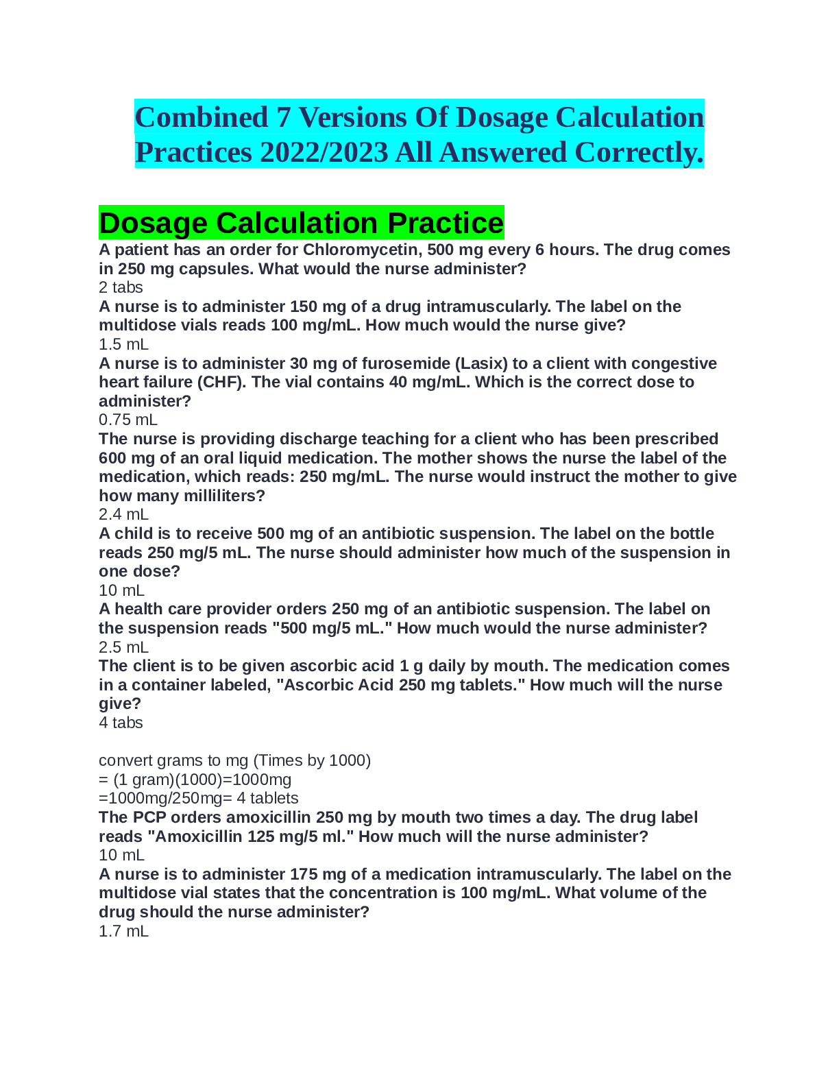 Preview image for ADV PHARM FINAL EXAM TEST BANK | 100% CORRECT ANSWERS