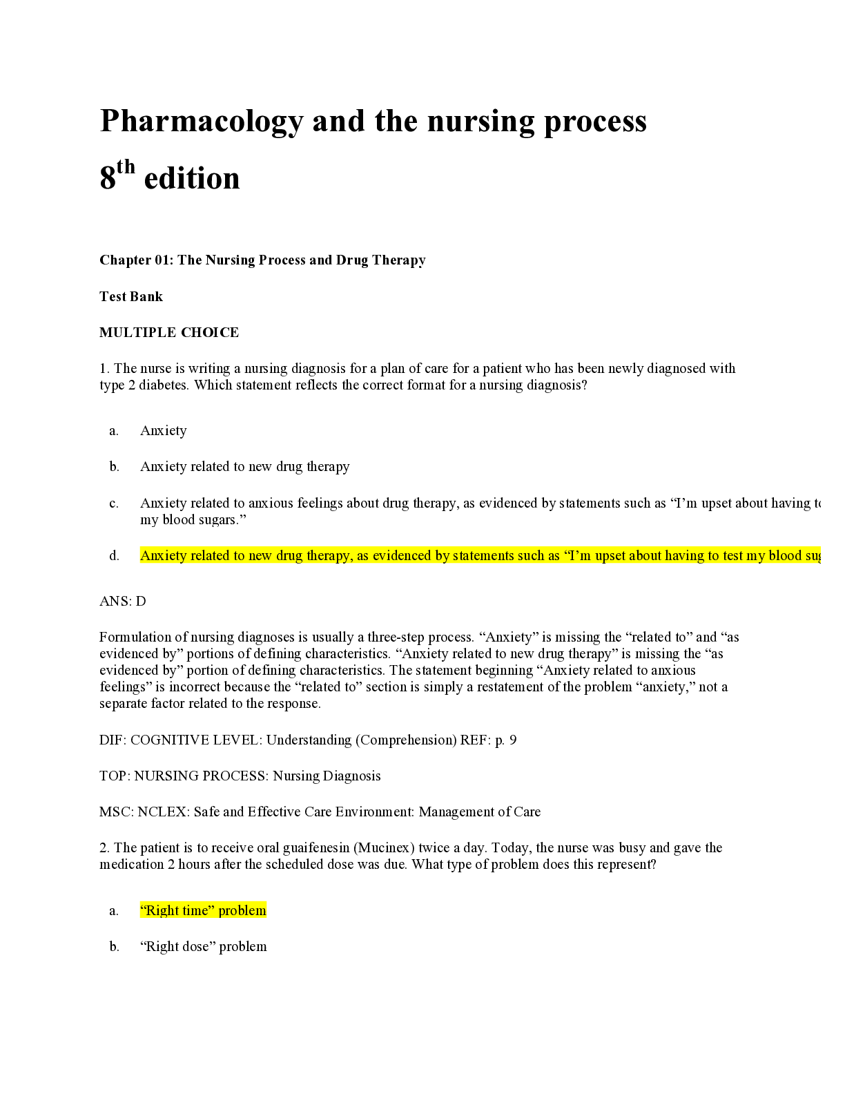 Preview image for TEST BANK for Pharmacology and the Nursing Process 8th Edition by Linda Lane Lilley, Shelly Rainforth Collins, Julie S. Snyder