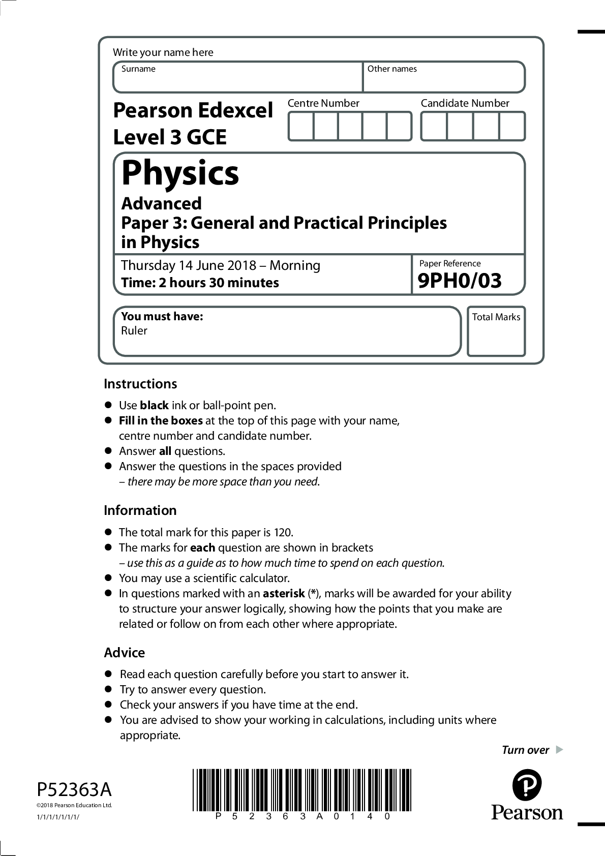 Preview image for Edexcel Level 3 GCE physics 2018 paper 3