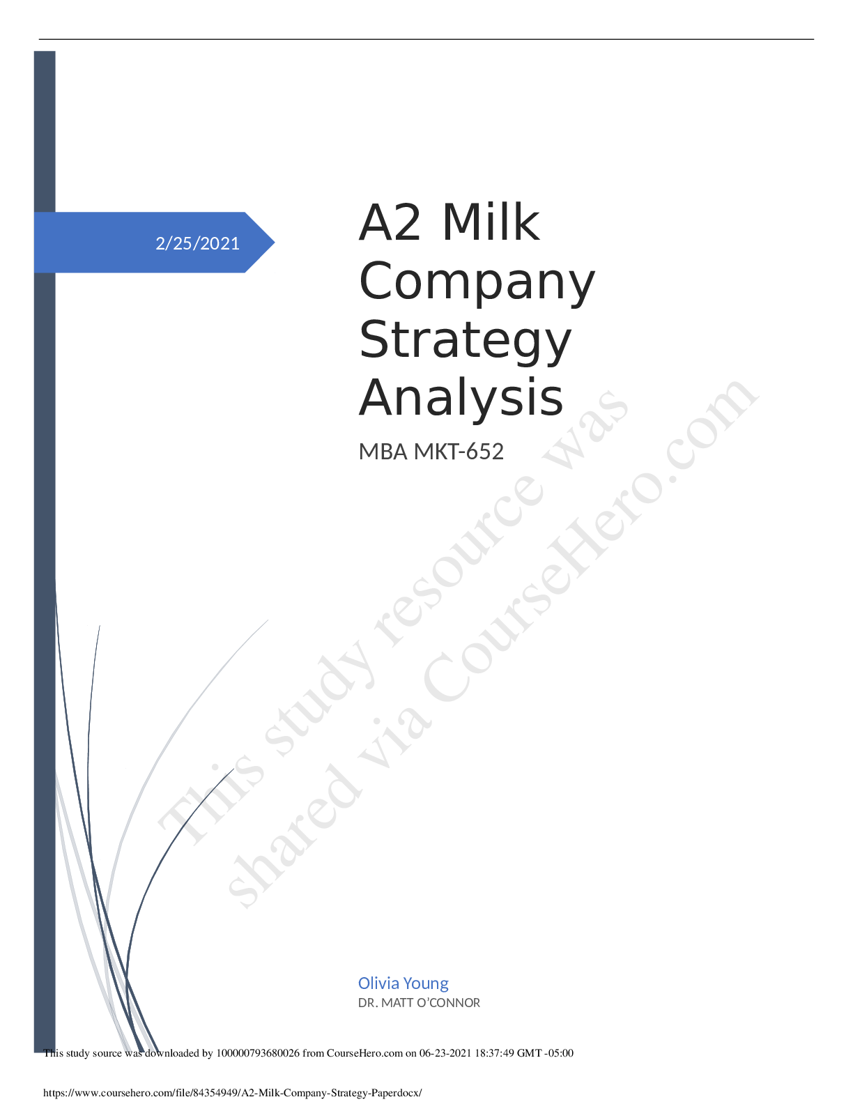 Preview of A2 Milk Company Strategy CASE  Analysis
