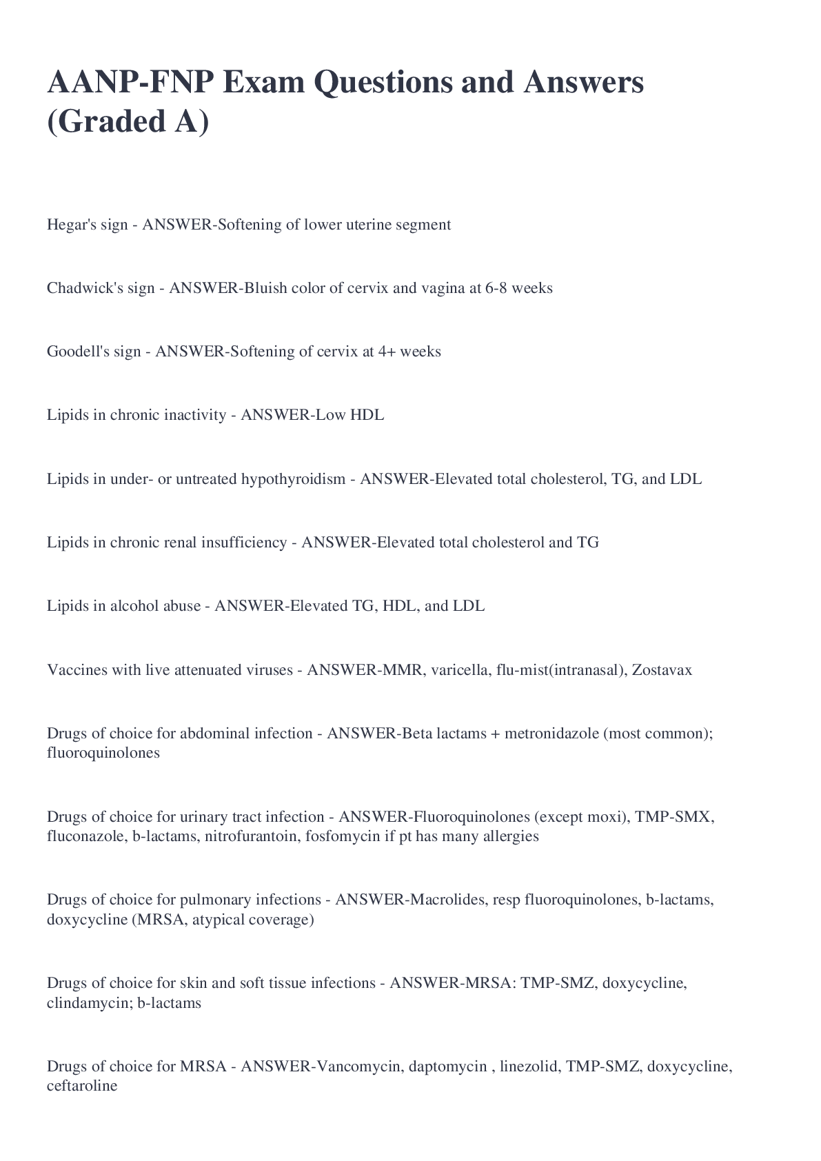 Preview image for AANP-FNP Exam Questions and Answers (Graded A)