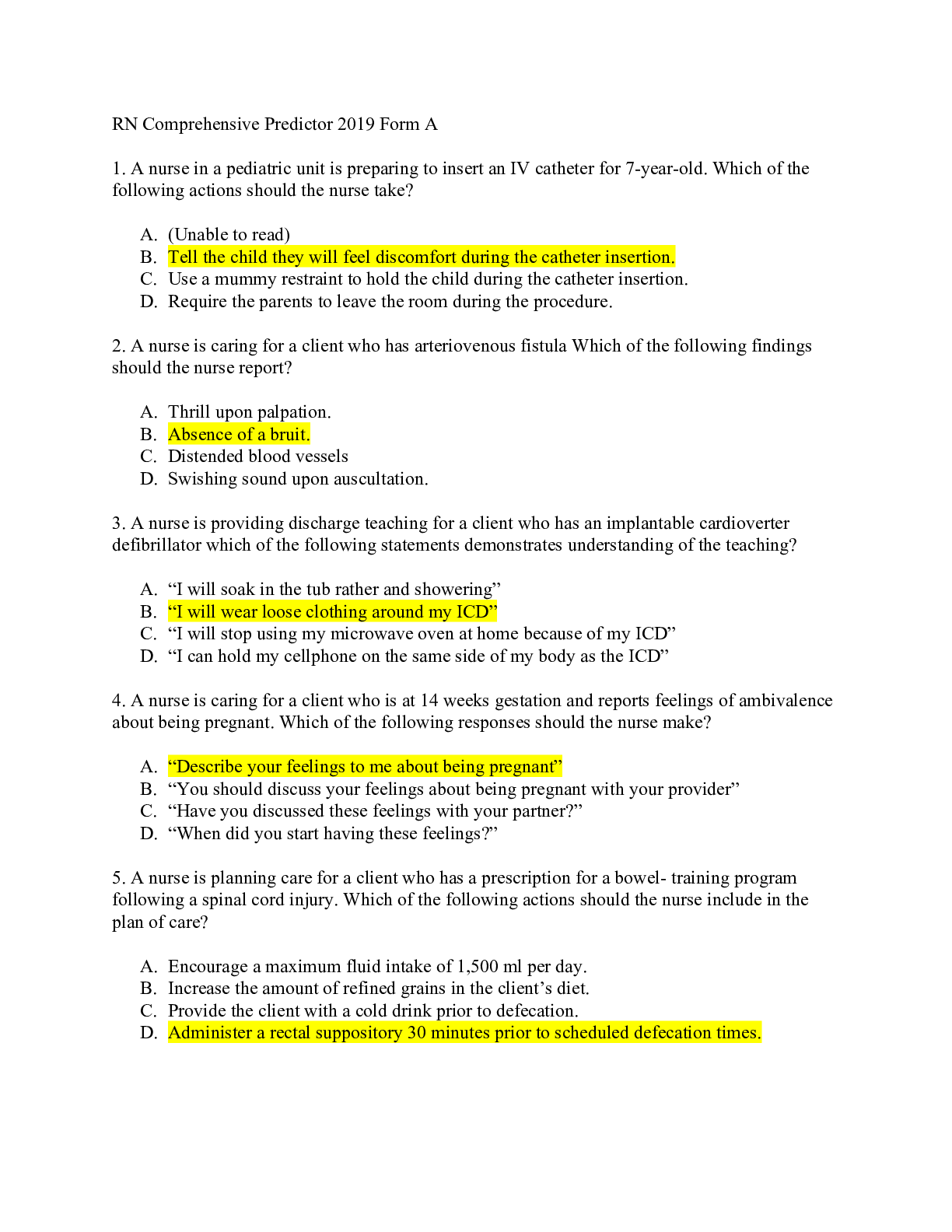 Preview image for AA RN Comprehensive Predictor 2019:Also ATI NCLEX Predictor. With 180 Q&A for nursing school personnel and nursing school students to Guarantee success on the NCLEX. 100% Correct.