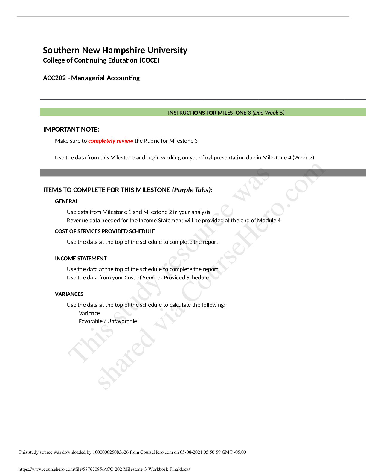 Preview image for ACC202 - Managerial Accounting