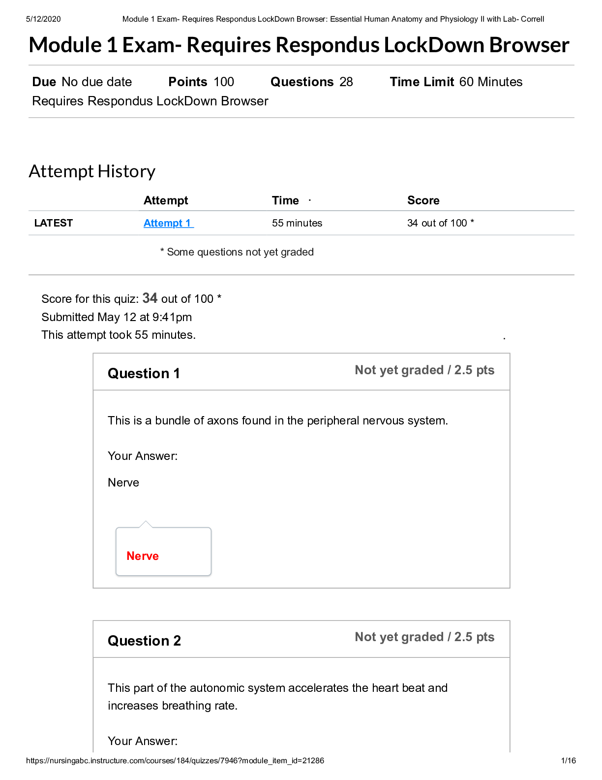 Preview image for BIOD 152 AP2  Module 1 Exam.