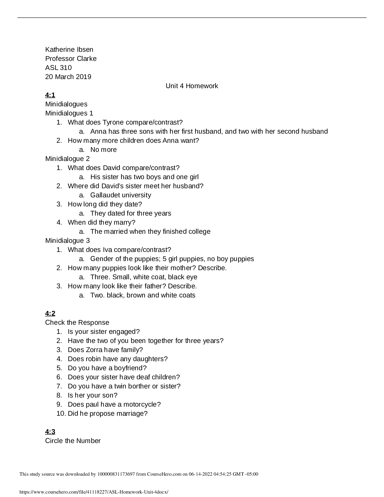 Preview image for ASL 310 - Unit 4 Homework   Minidialogues