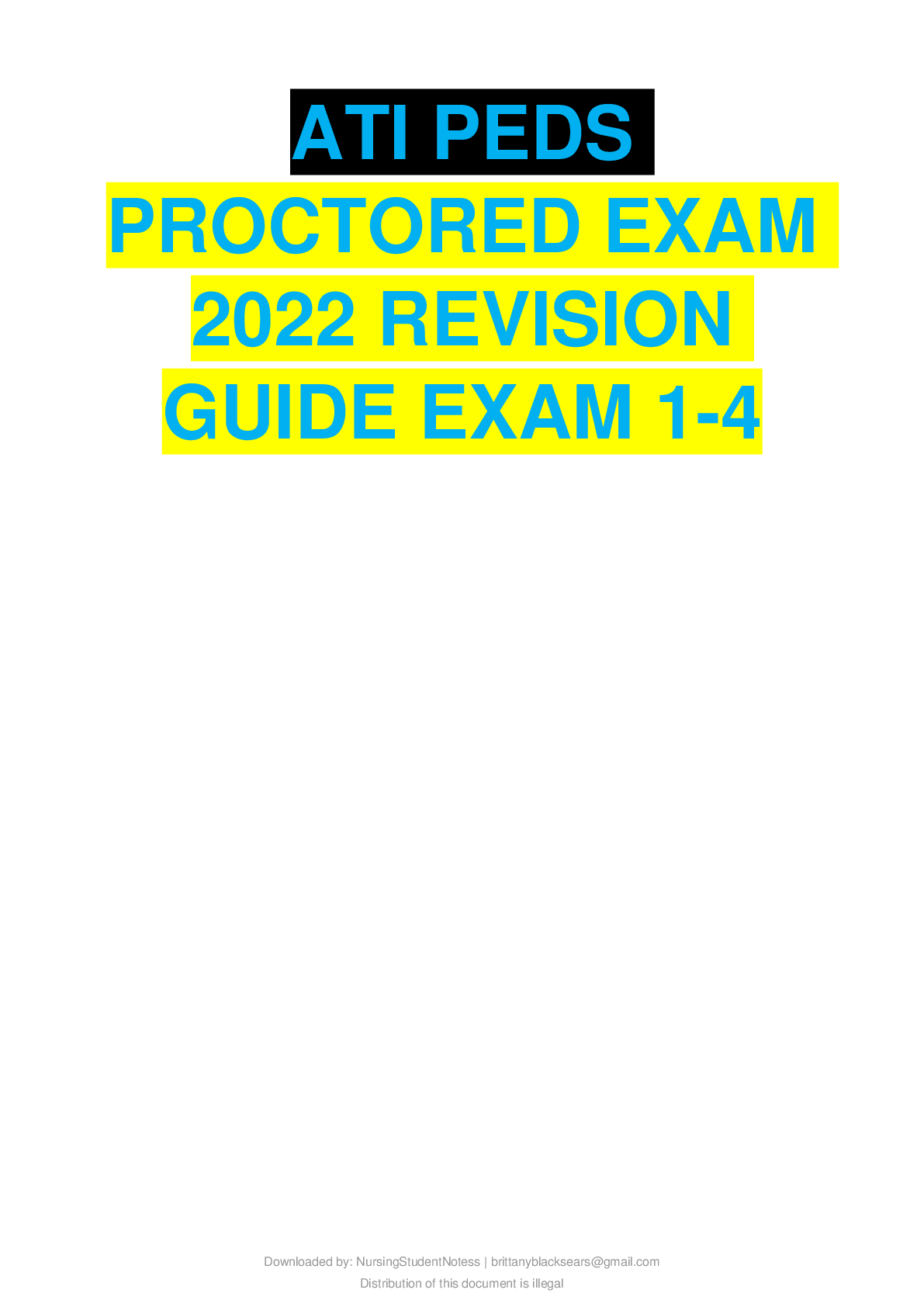 Preview image for ATI PEDS PROCTORED EXAM 2022 REVISION GUIDE EXAM 1-4