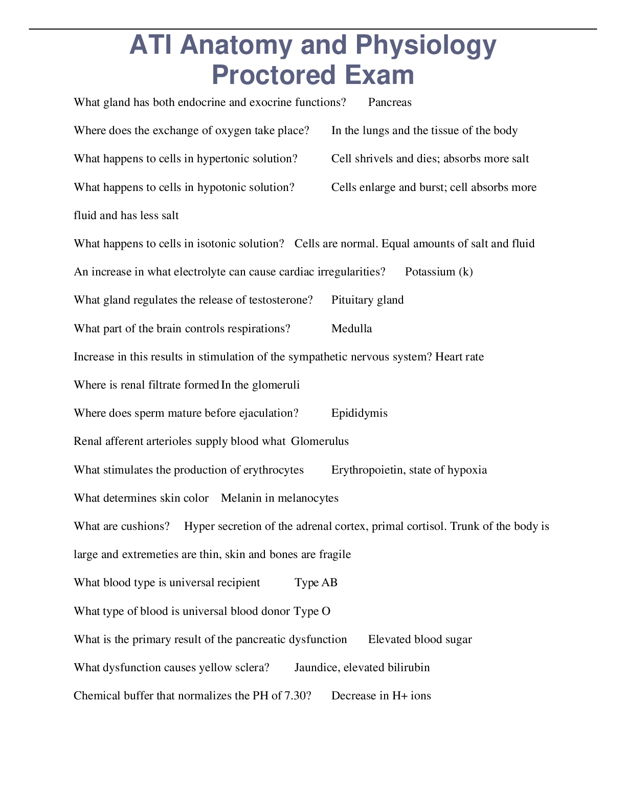 Preview image for ATI Anatomy and Physiology  Proctored Exam