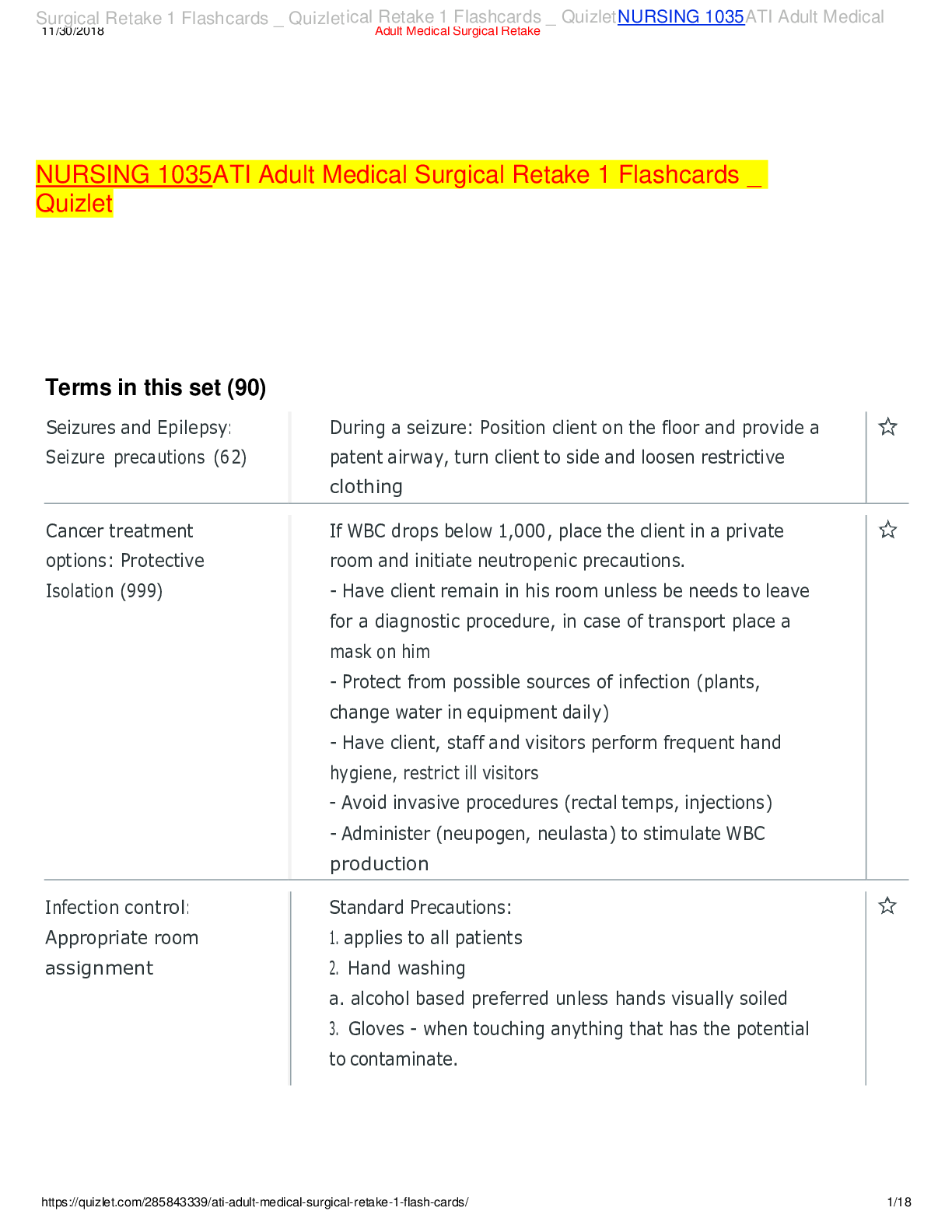 Preview image for ATI Adult Medical Surgical Retake 1 Flashcards _ Quizlet ( UPDATED 2021 )