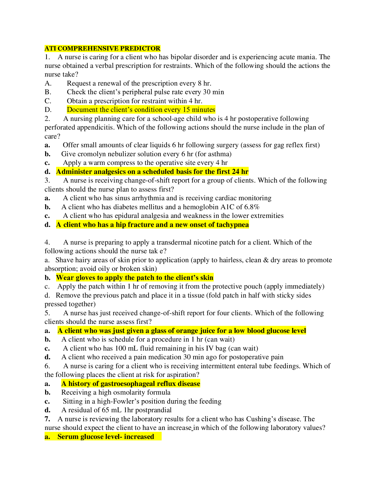 Preview image for A well revised ATI comprehensive 180 questions and answers score A+