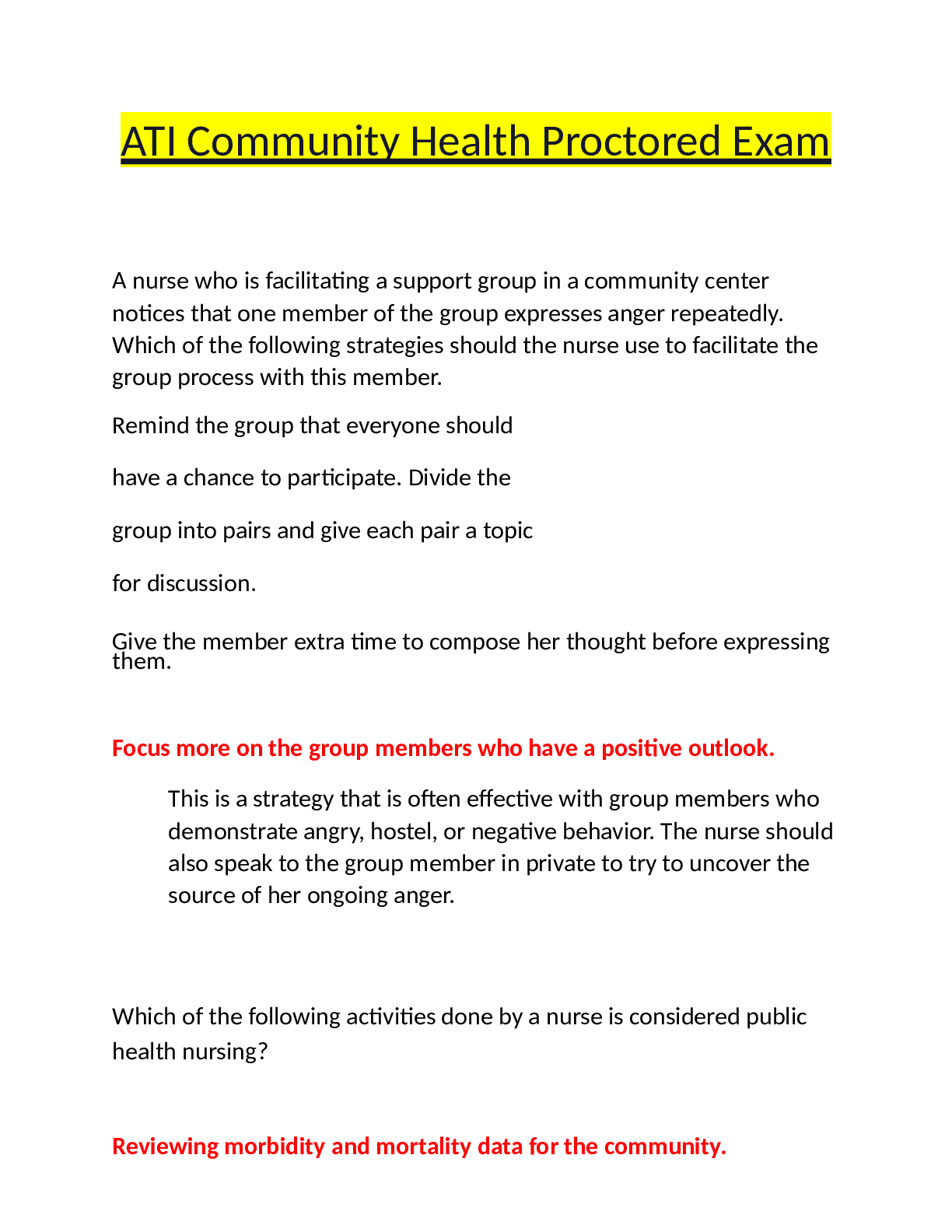 Preview image for ATI_Community Health Proctored