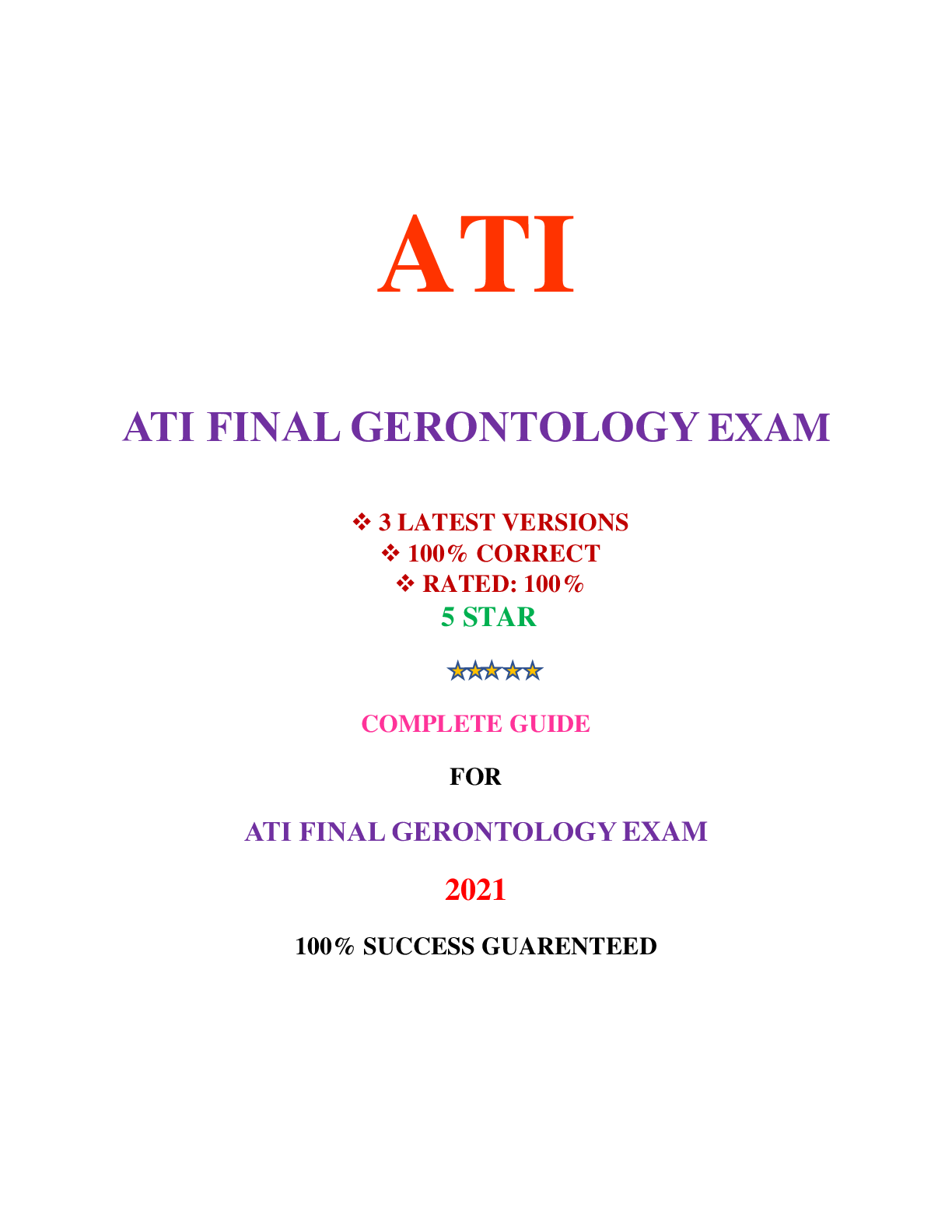 Preview image for ATI FINAL GERONTOLOGY EXAM