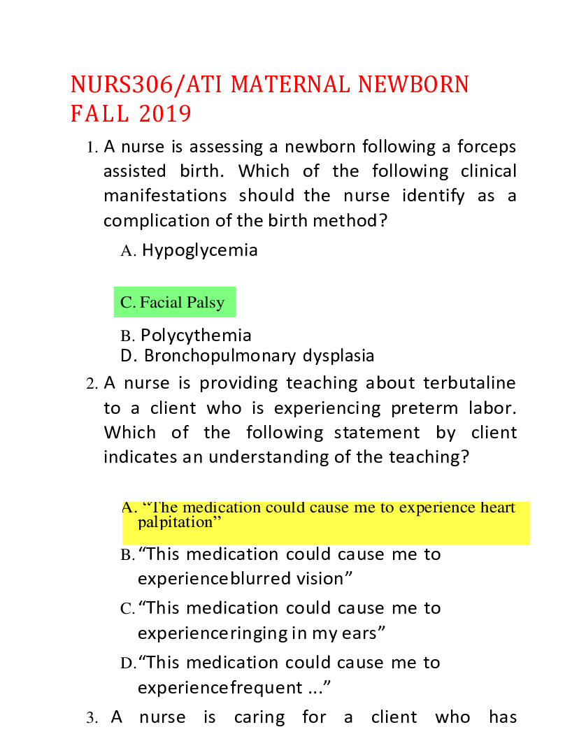 Preview image for ATI Maternal newborn 2019 - another version