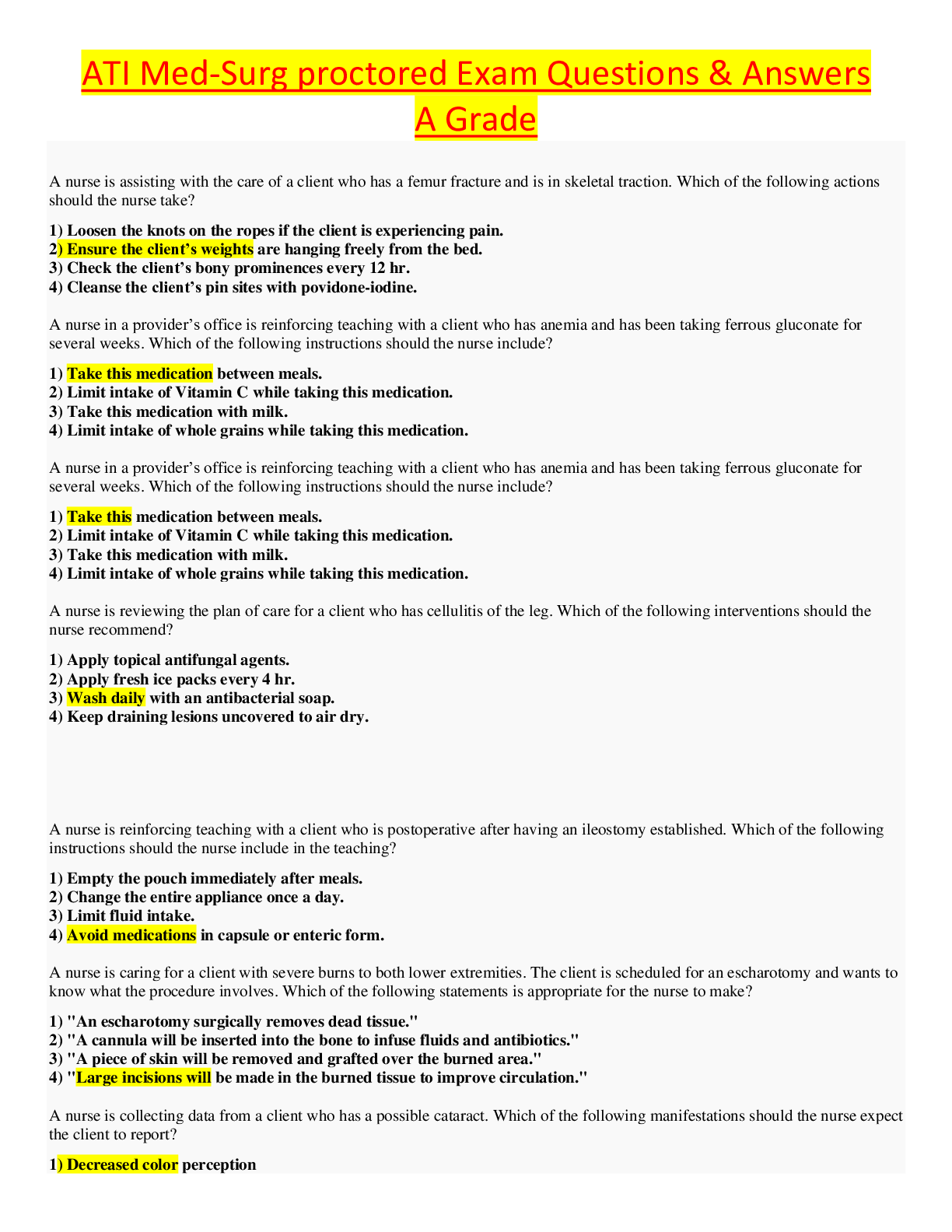 Preview image for ATI Med-Surg Proctored Exam | Latest 2020/2021 graded A