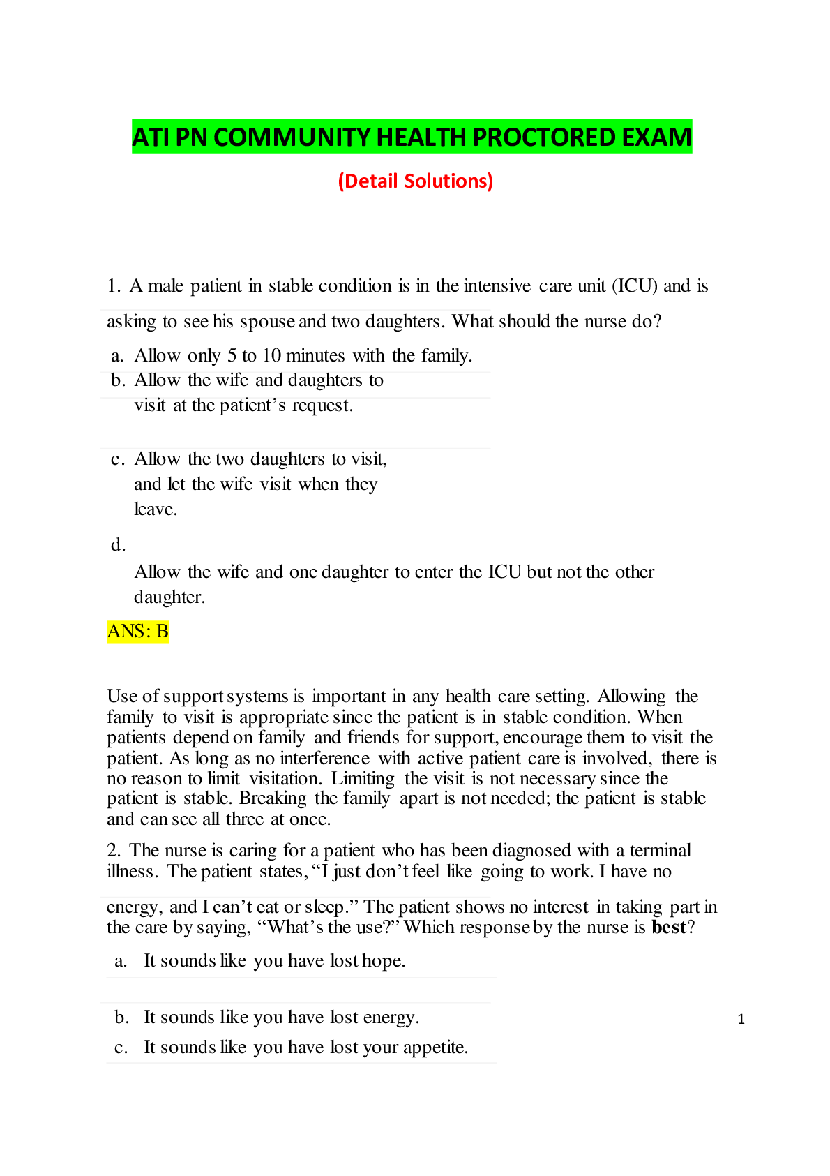 Preview image for ATI PN COMMUNITY HEALTH PROCTORED EXAM