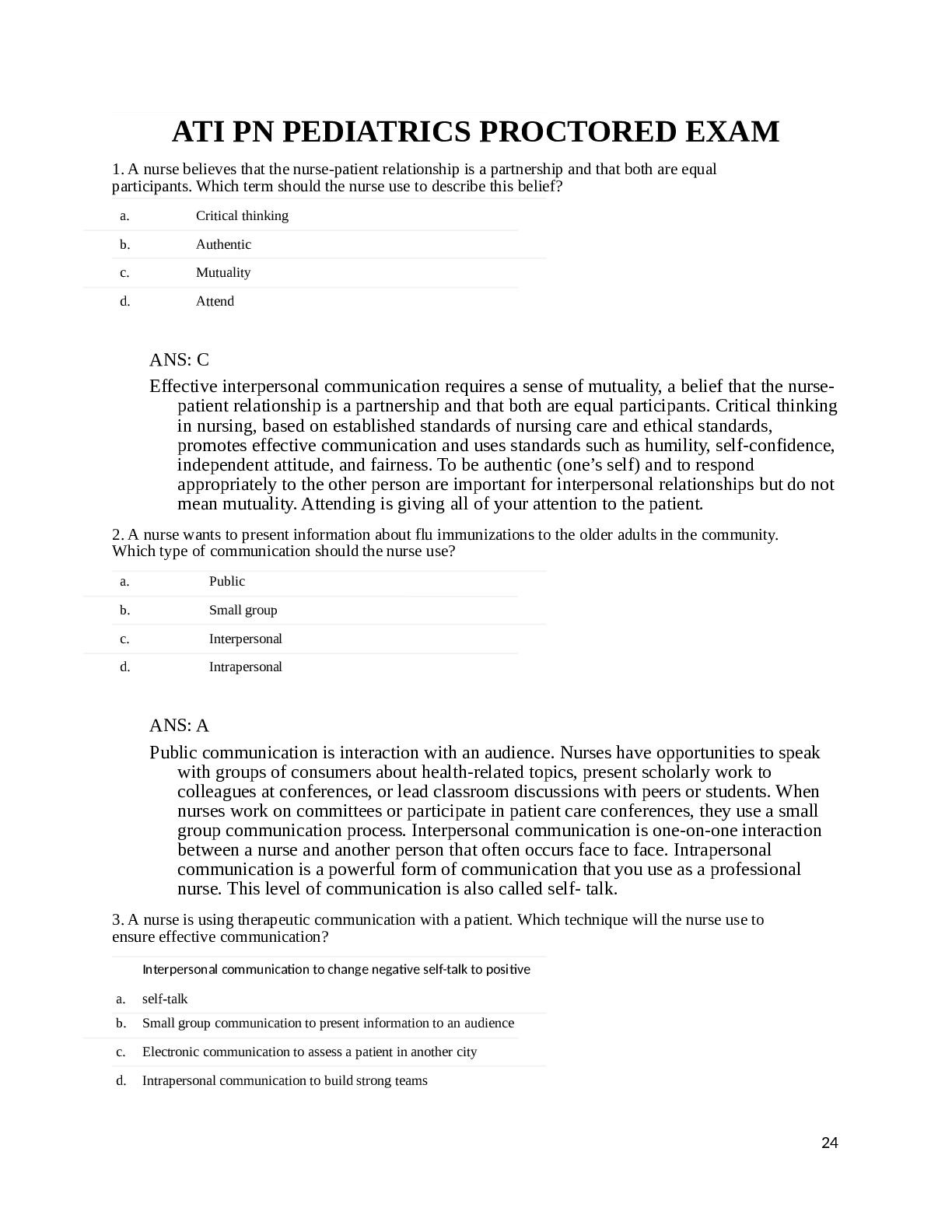 Preview image for ATI PN PEDIATRICS PROCTORED EXAM