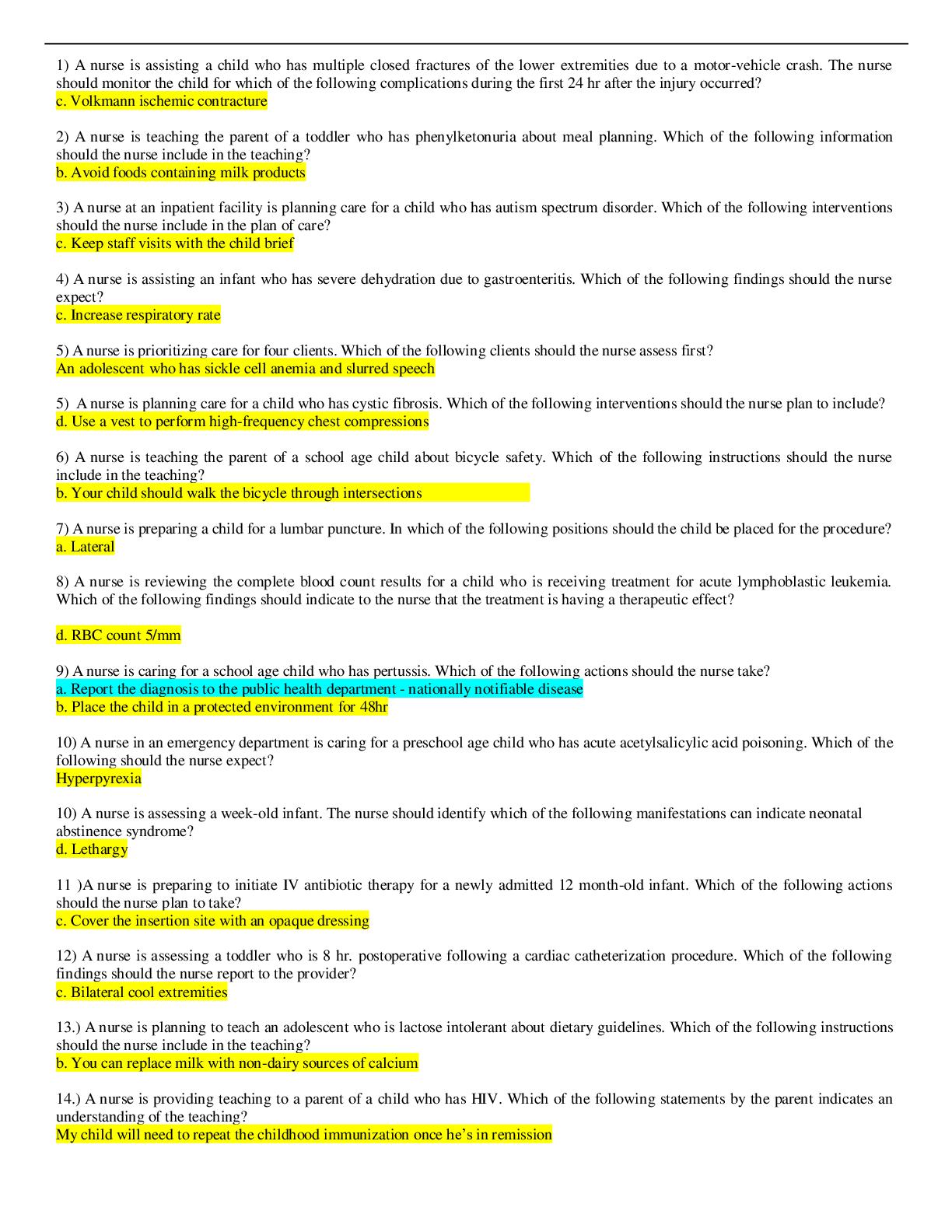 Preview image for MEDICAL SU NUR2301 ATI Peds Proctored Exam 70 Questions And Answers/RATED A+