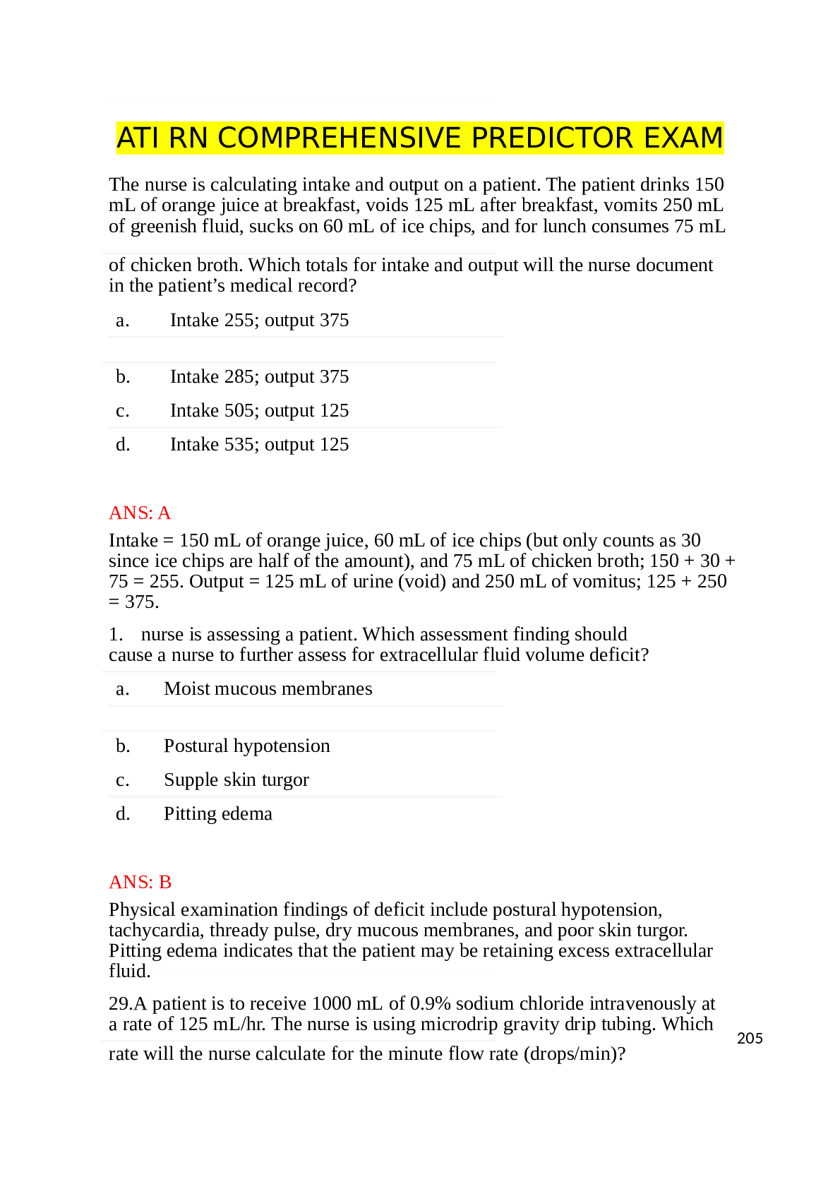 Preview image for ATI RN COMPREHENSIVE PREDICTOR 2019 FORM A+