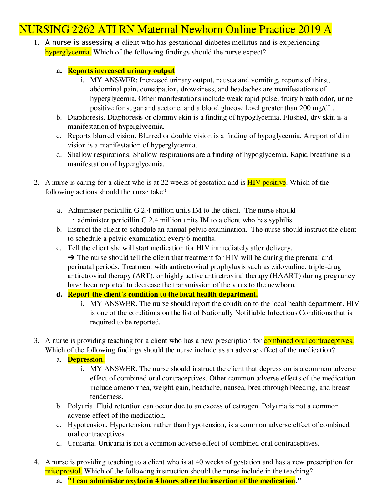 Preview image for ATI RN Maternal Newborn Online Practice 2019 A,100% CORRECT
