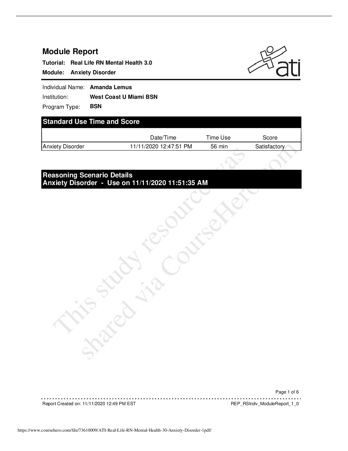Preview image for ATI Real Life RN Mental Health 3.0-Anxiety Disorder 1