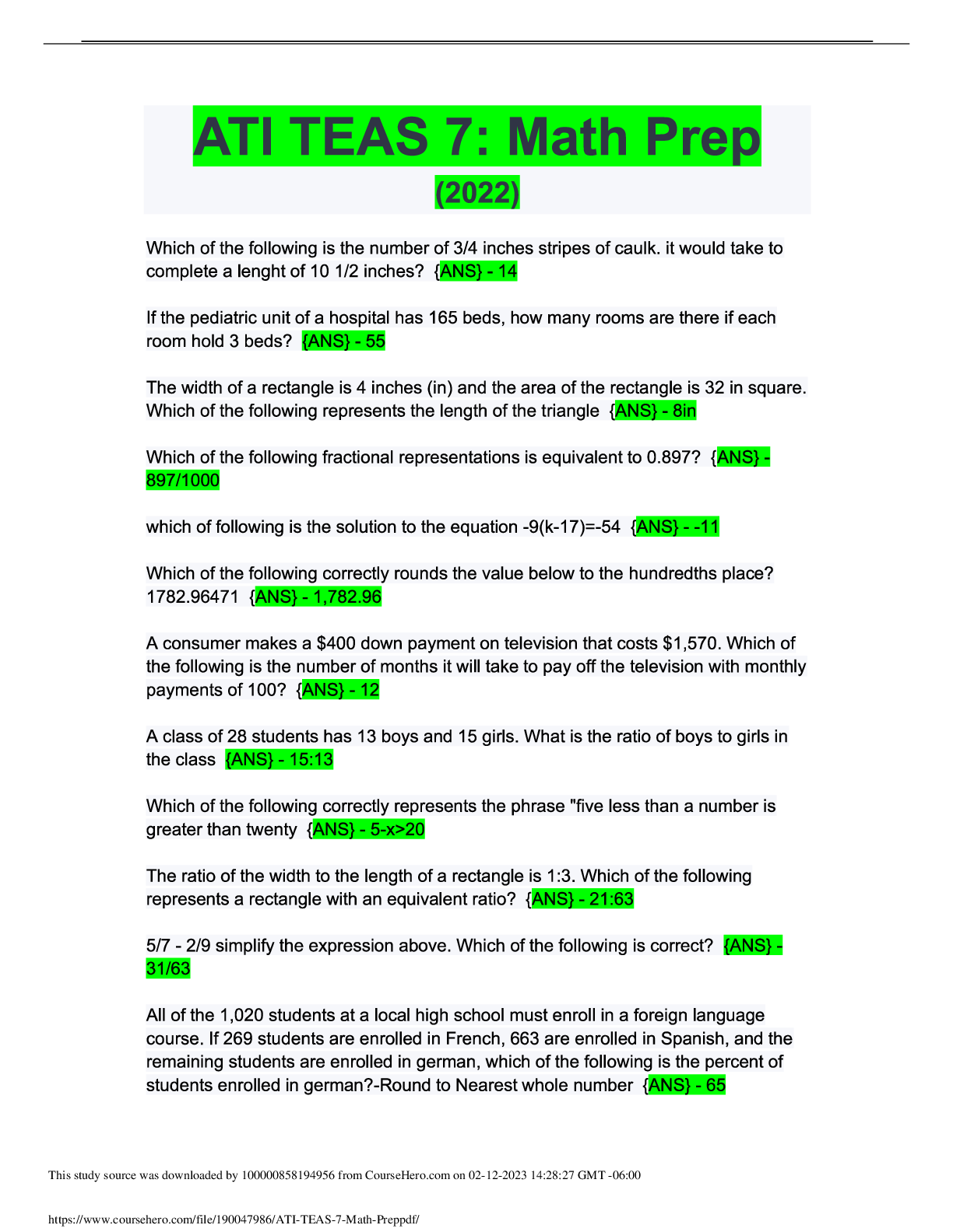 Preview image for ATI_TEAS_7_Math_Prep