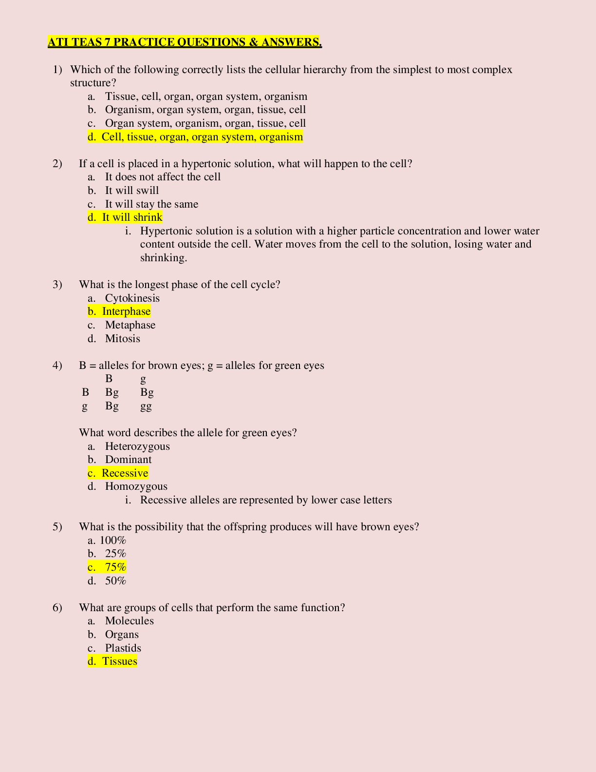 Preview image for 2022/2023 ATI TEAS 7 PRACTICE QUESTIONS & ANSWERS Brand New + Guaranteed A+