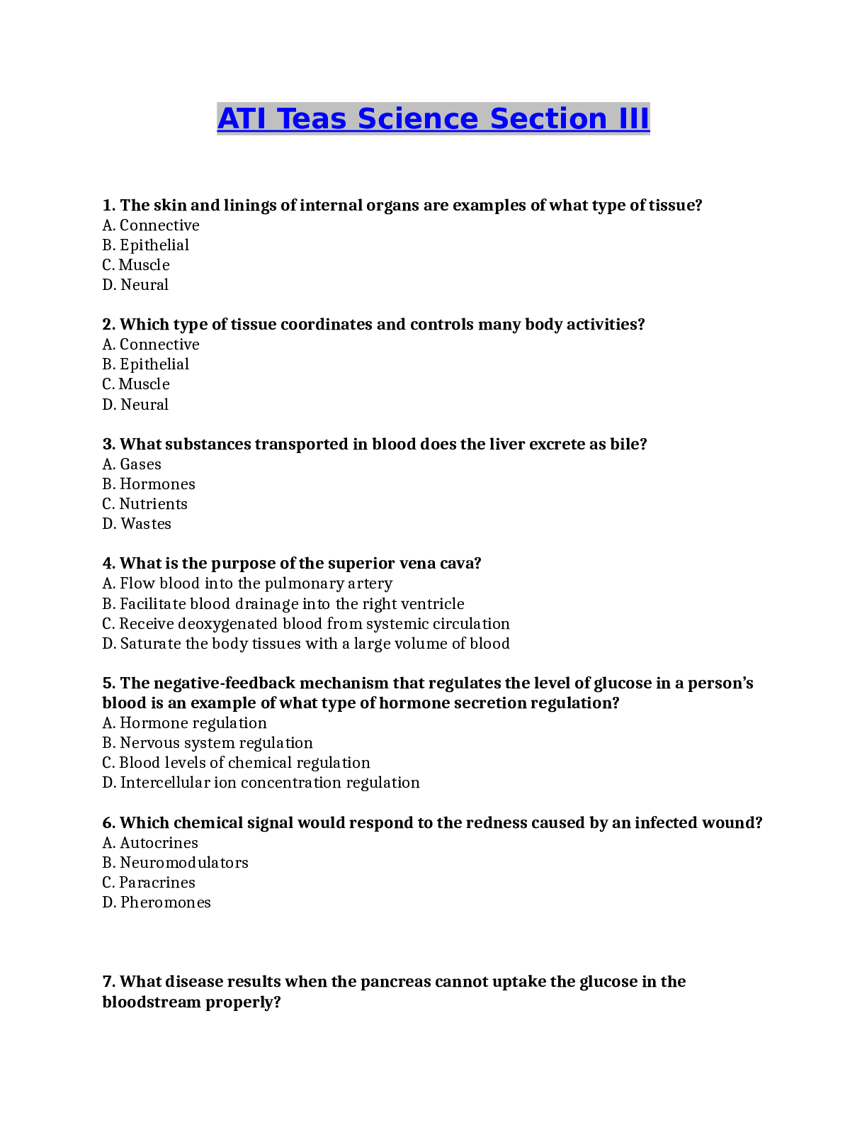 Preview image for ATI TEAS SECTION III & IV