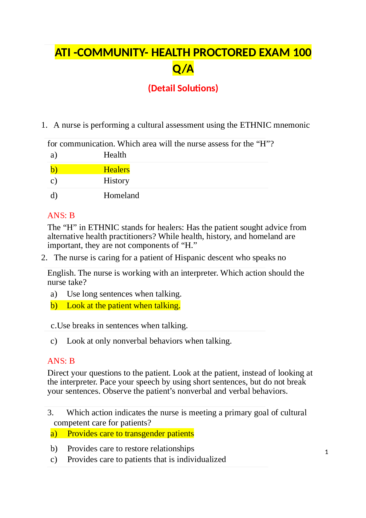Preview image for ATI -COMMUNITY- HEALTH PROCTORED EXAM 100 QA.docx