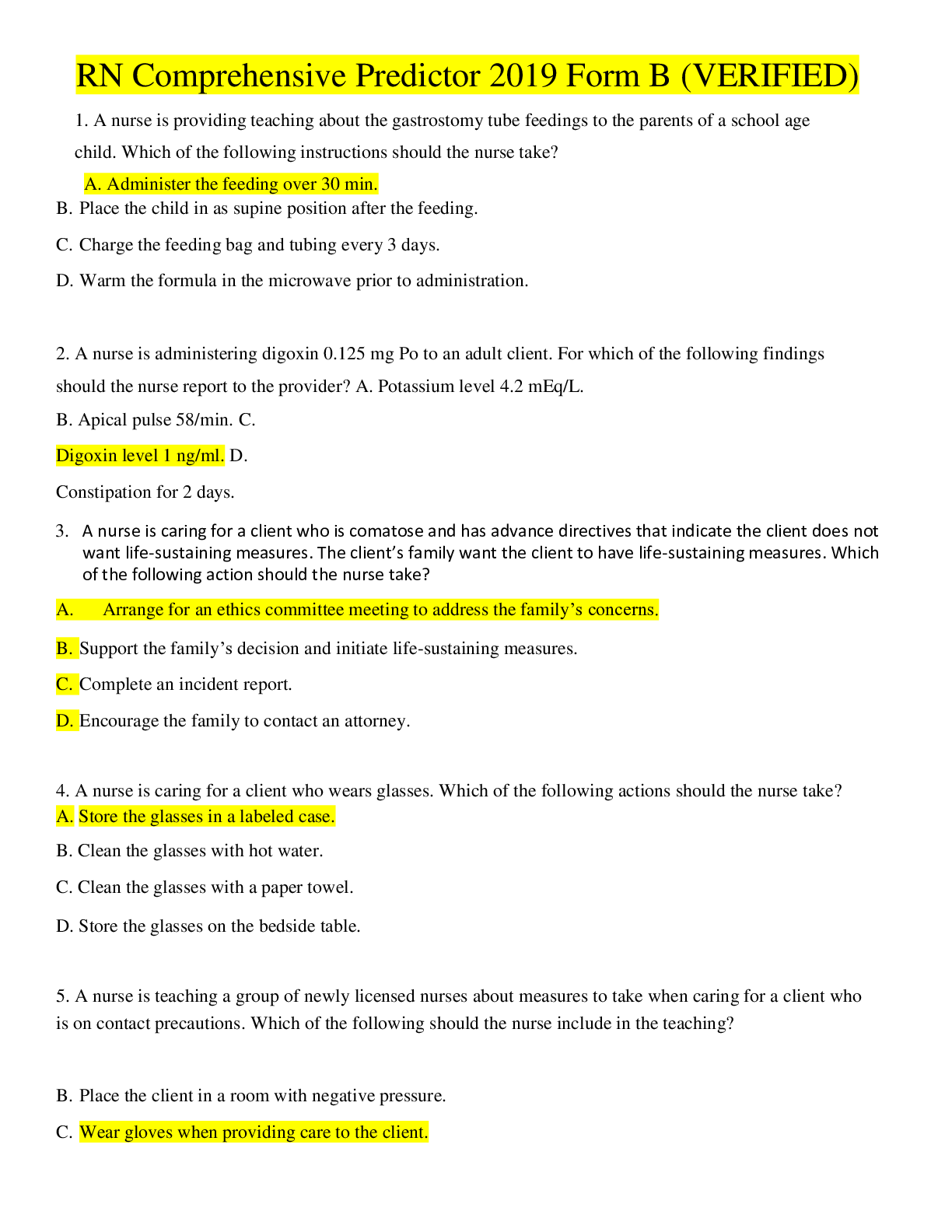 Preview image for RN ATI Capstone Proctored Comprehensive Assessment 2019 B | VERIFIED ANSWERS