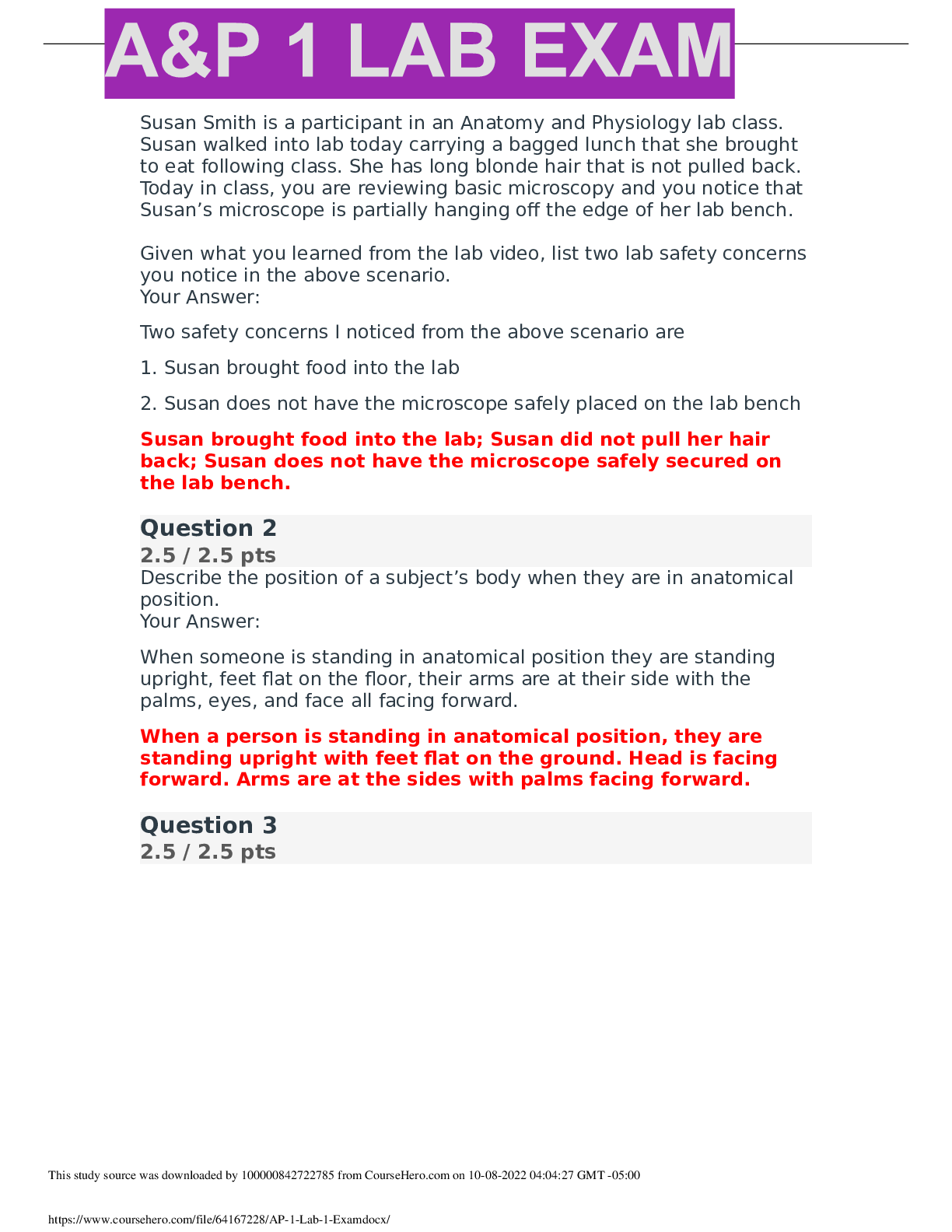 Preview image for A_P_1_Lab_1_Exam question and answers