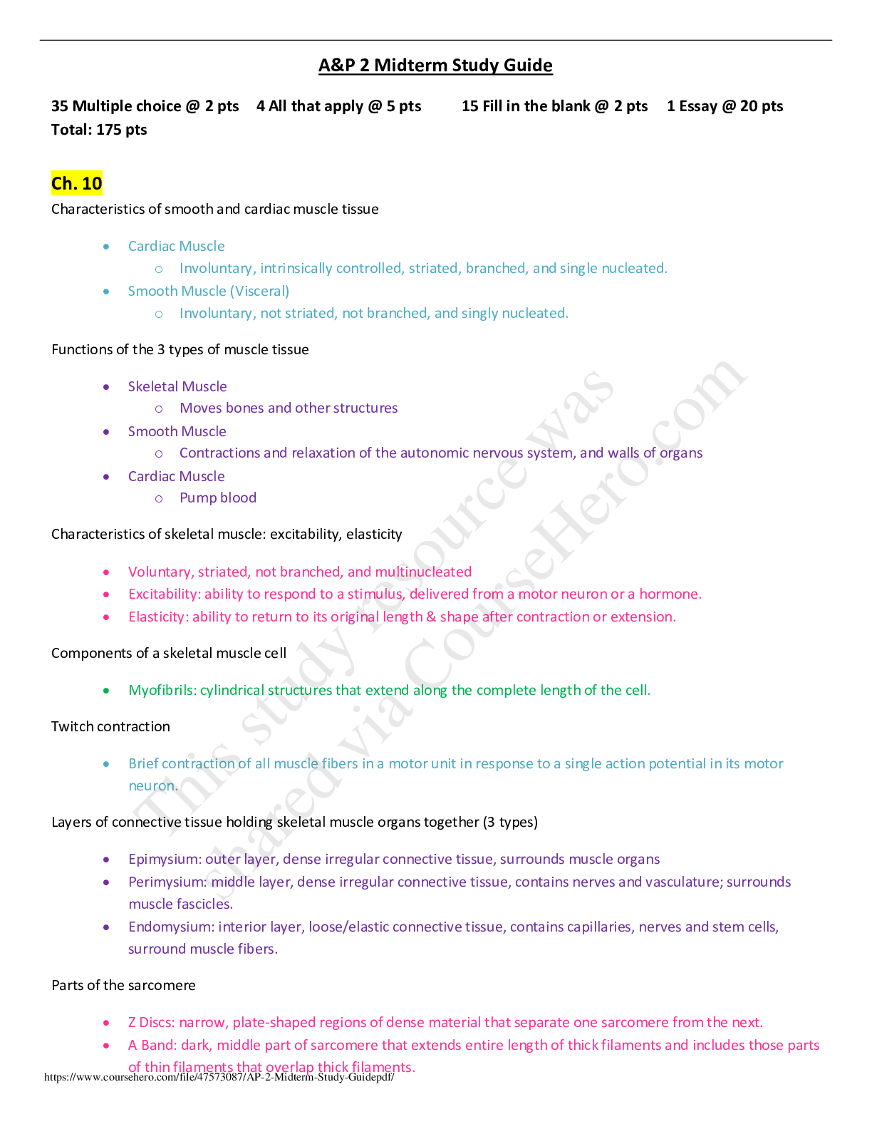 Preview image for BIO 252 - A&P 2 Midterm Study Guide.