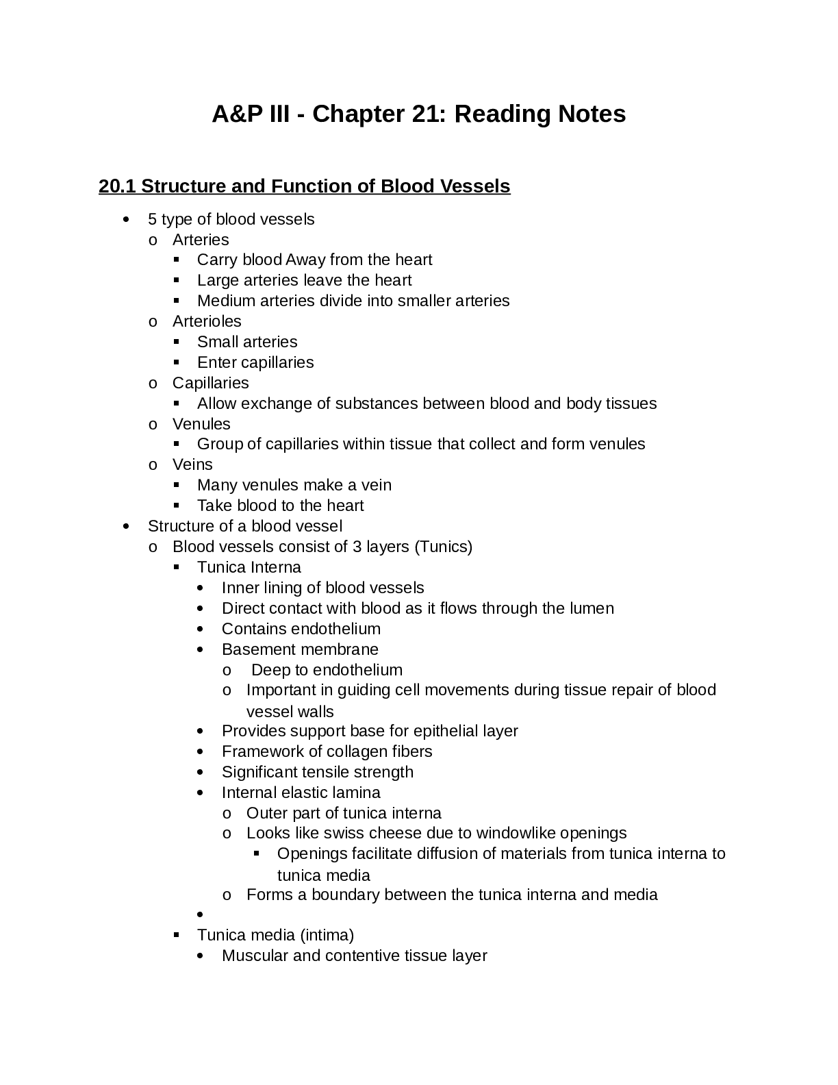 Preview image for BIO 255 A&P III - Chapter 21 Notes