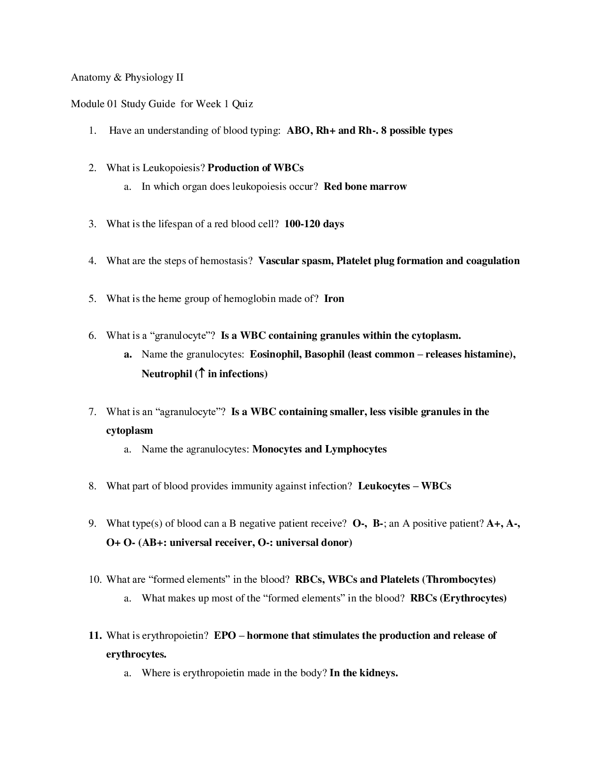 Preview image for A&P  Module 1 Study Guide