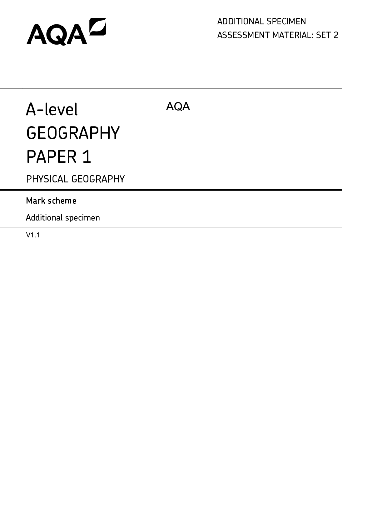 Preview image for A-level-Geography-7037-1-mark-scheme-v1.1.
